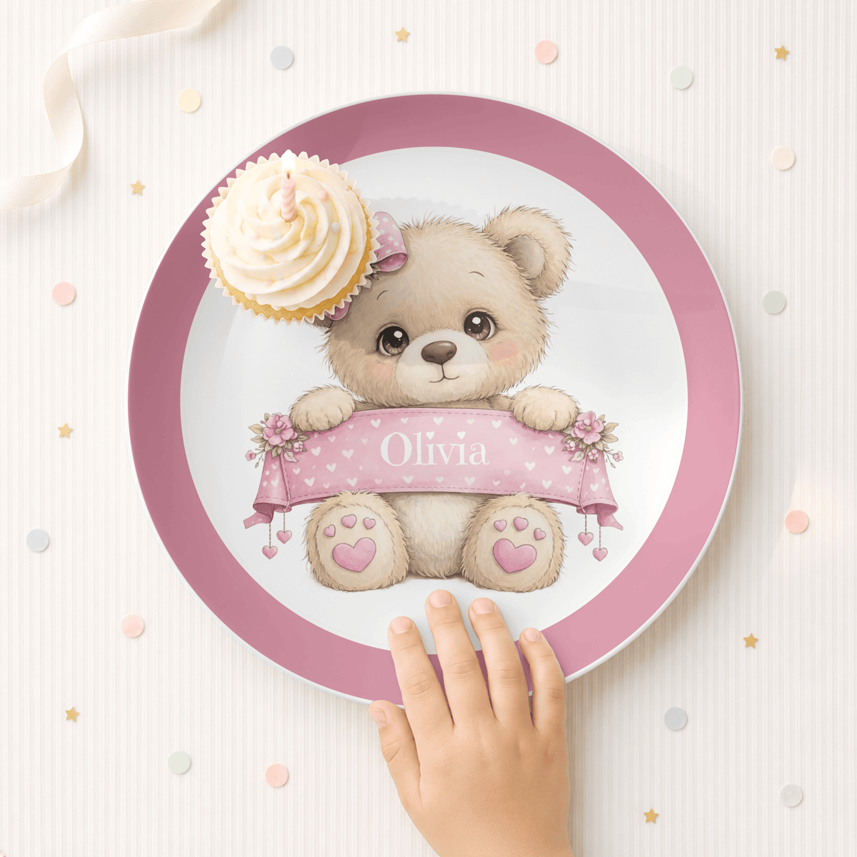 Personalized Girl Teddy Bear Plate by Lil Plate Shop