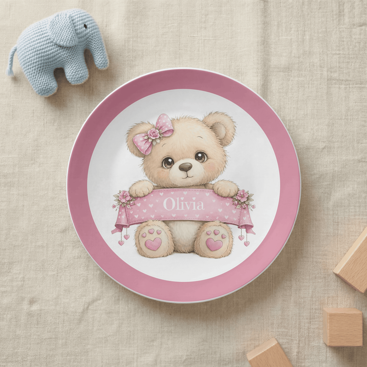 Personalized Girl Teddy Bear Plate by Lil Plate Shop