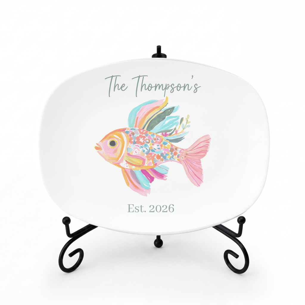 Personalized Goldfish Platter Platter + Stand + Gift Box by Lil Plate Shop