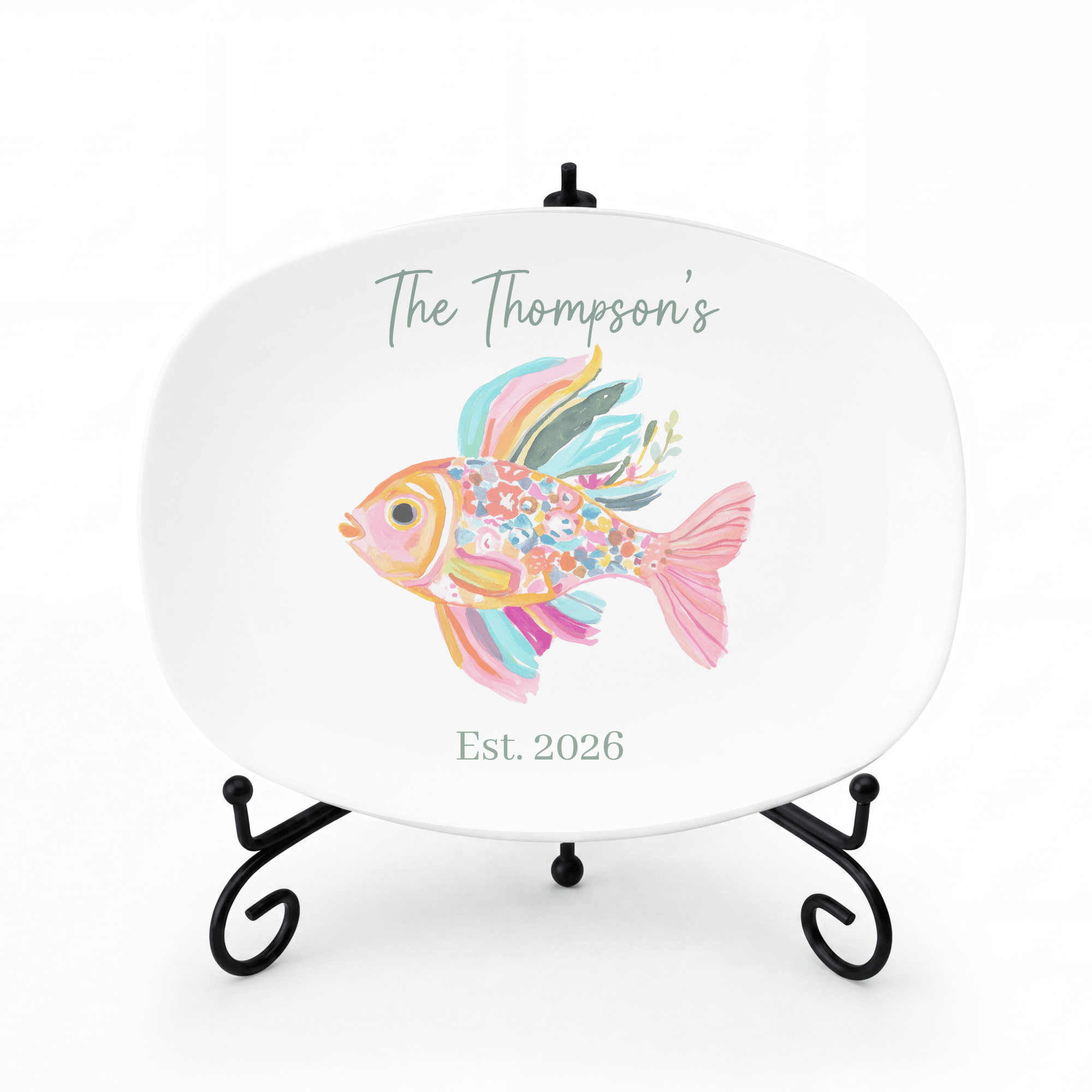 Personalized Goldfish Platter Platter + Stand + Gift Box by Lil Plate Shop