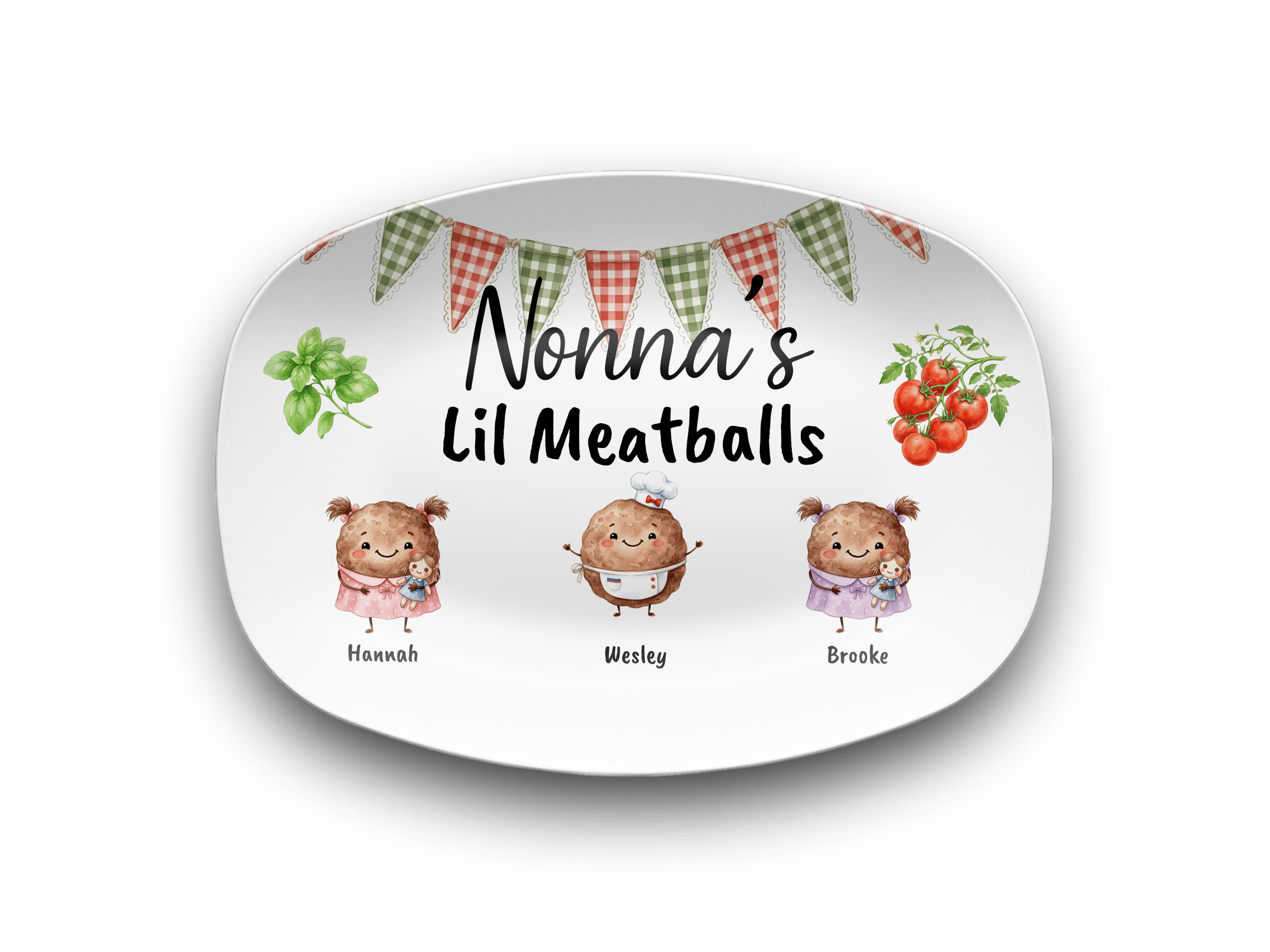 Personalized Grandma Nonna Meatball Platter Platter / 3 Names by Lil Plate Shop