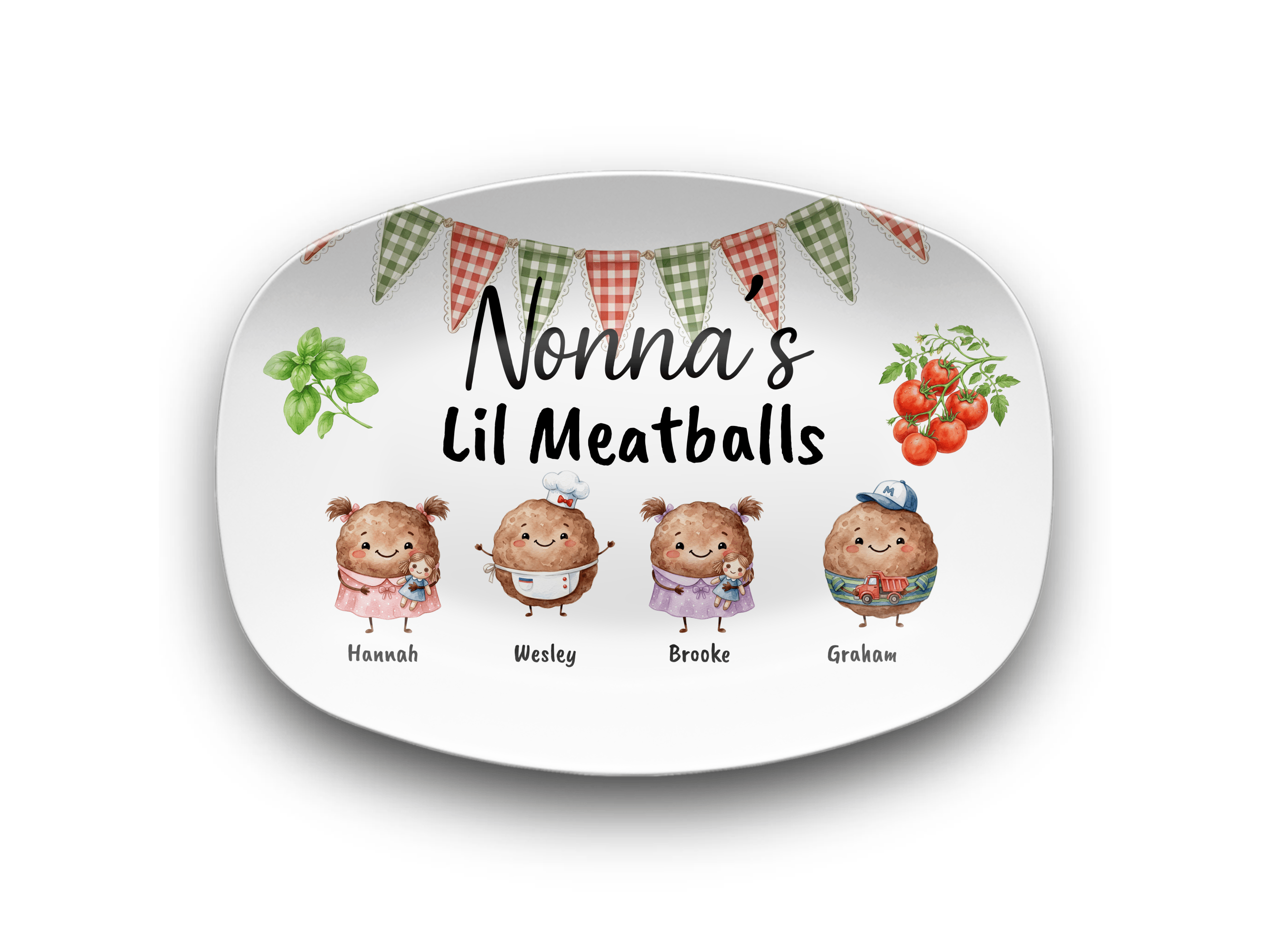 Personalized Grandma Nonna Meatball Platter Platter / 4 Names by Lil Plate Shop