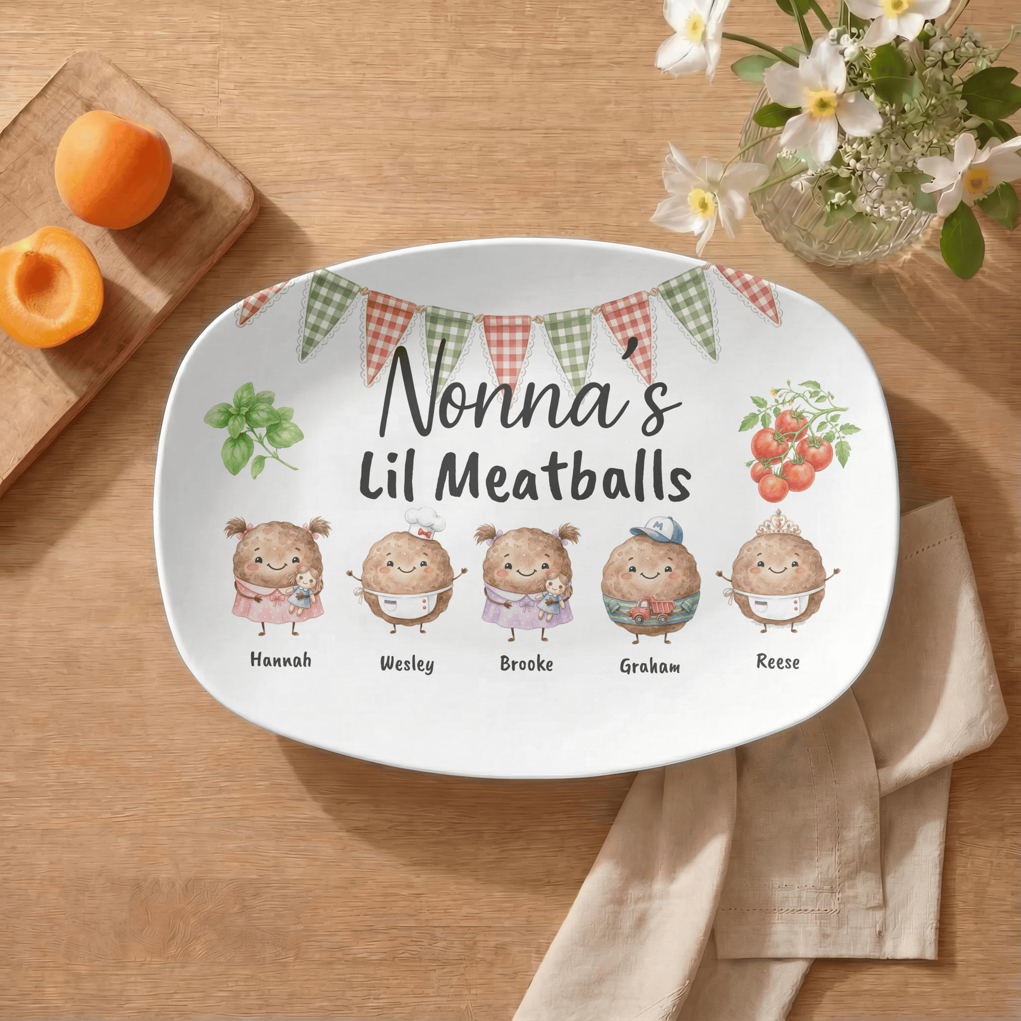 Personalized Grandma Nonna Meatball Platter Platter / 5 Names by Lil Plate Shop