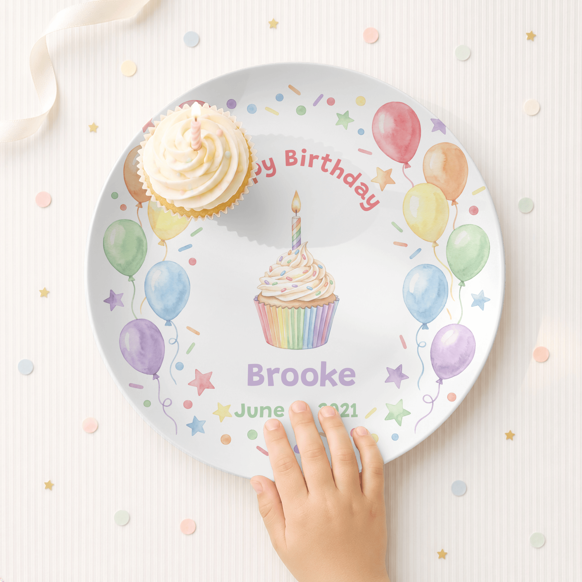 Personalized Happy Birthday Rainbow Plate by Lil Plate Shop