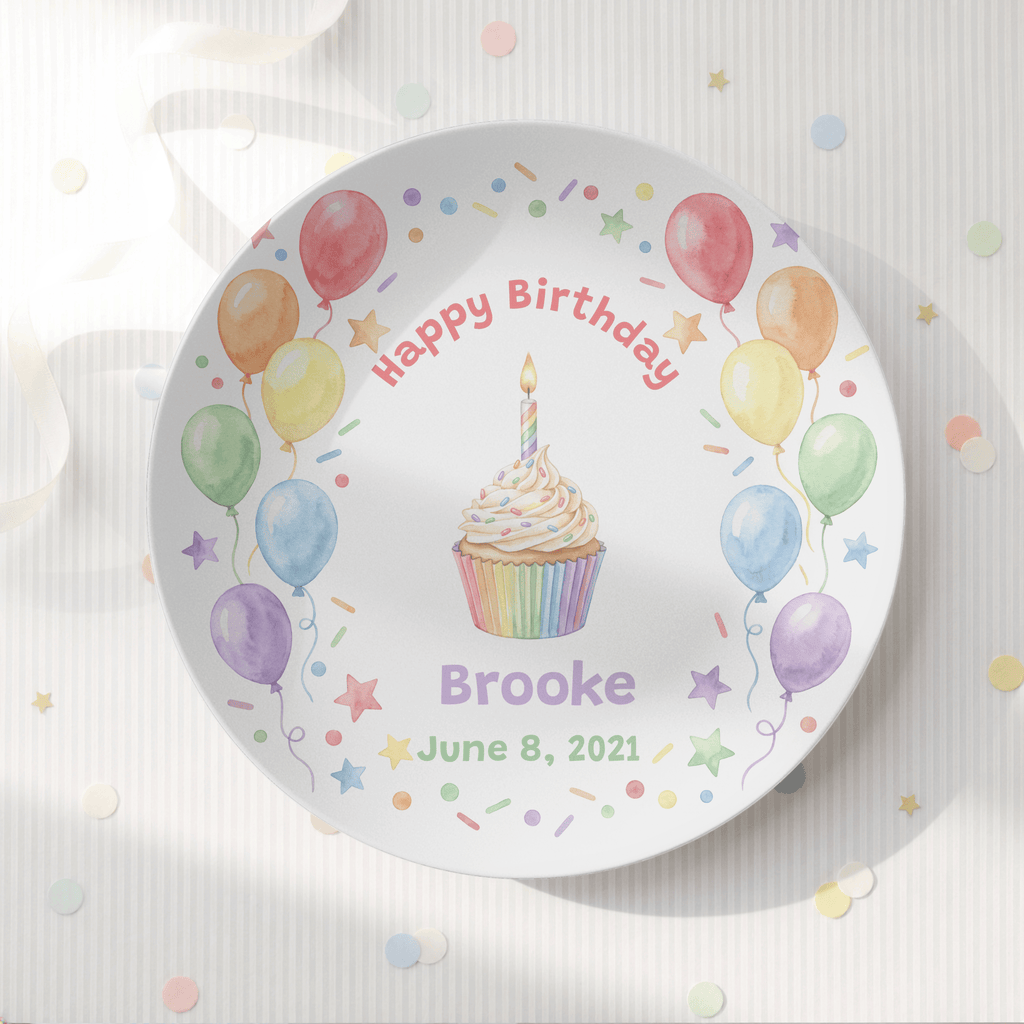 Personalized Happy Birthday Rainbow Plate by Lil Plate Shop