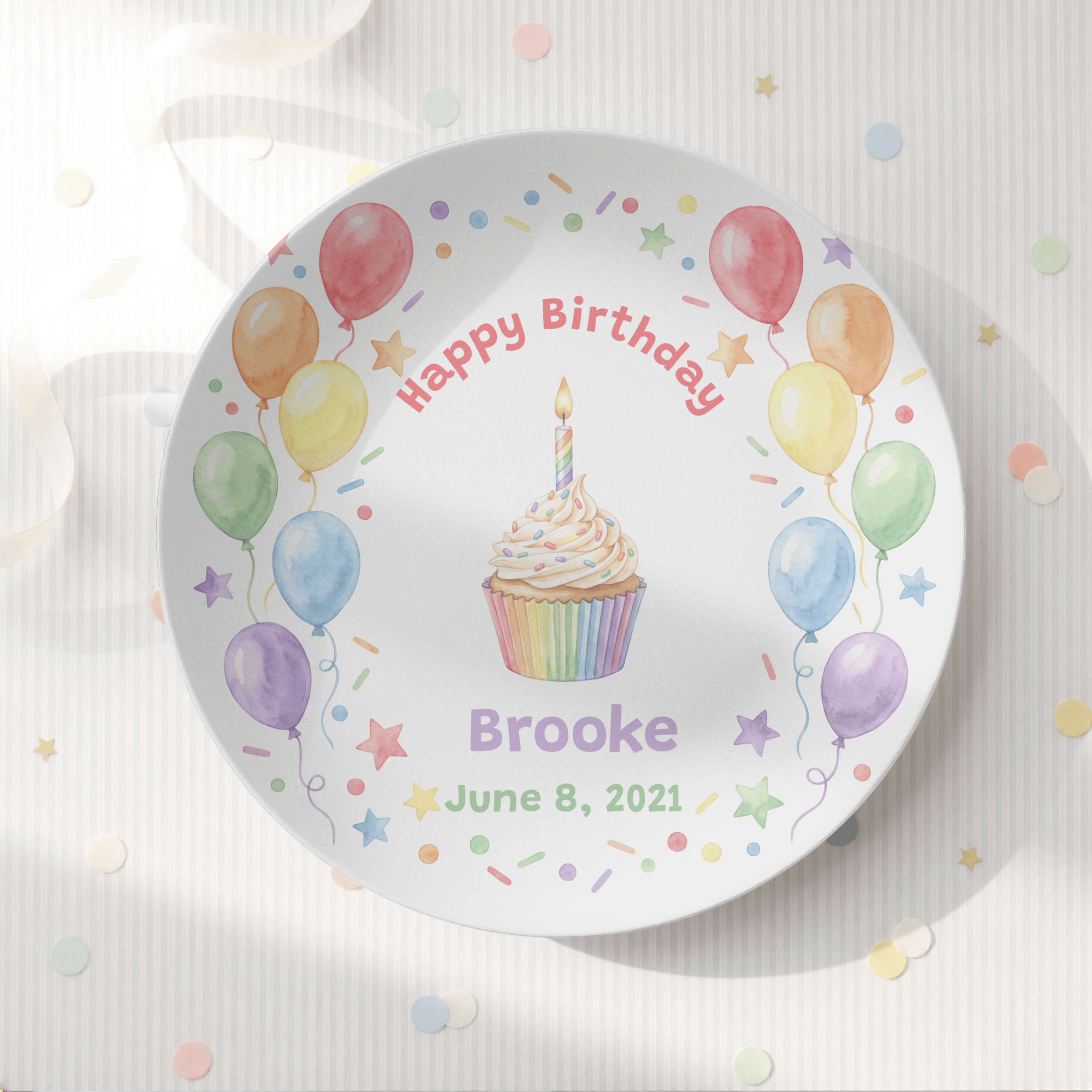 Personalized Happy Birthday Rainbow Plate by Lil Plate Shop
