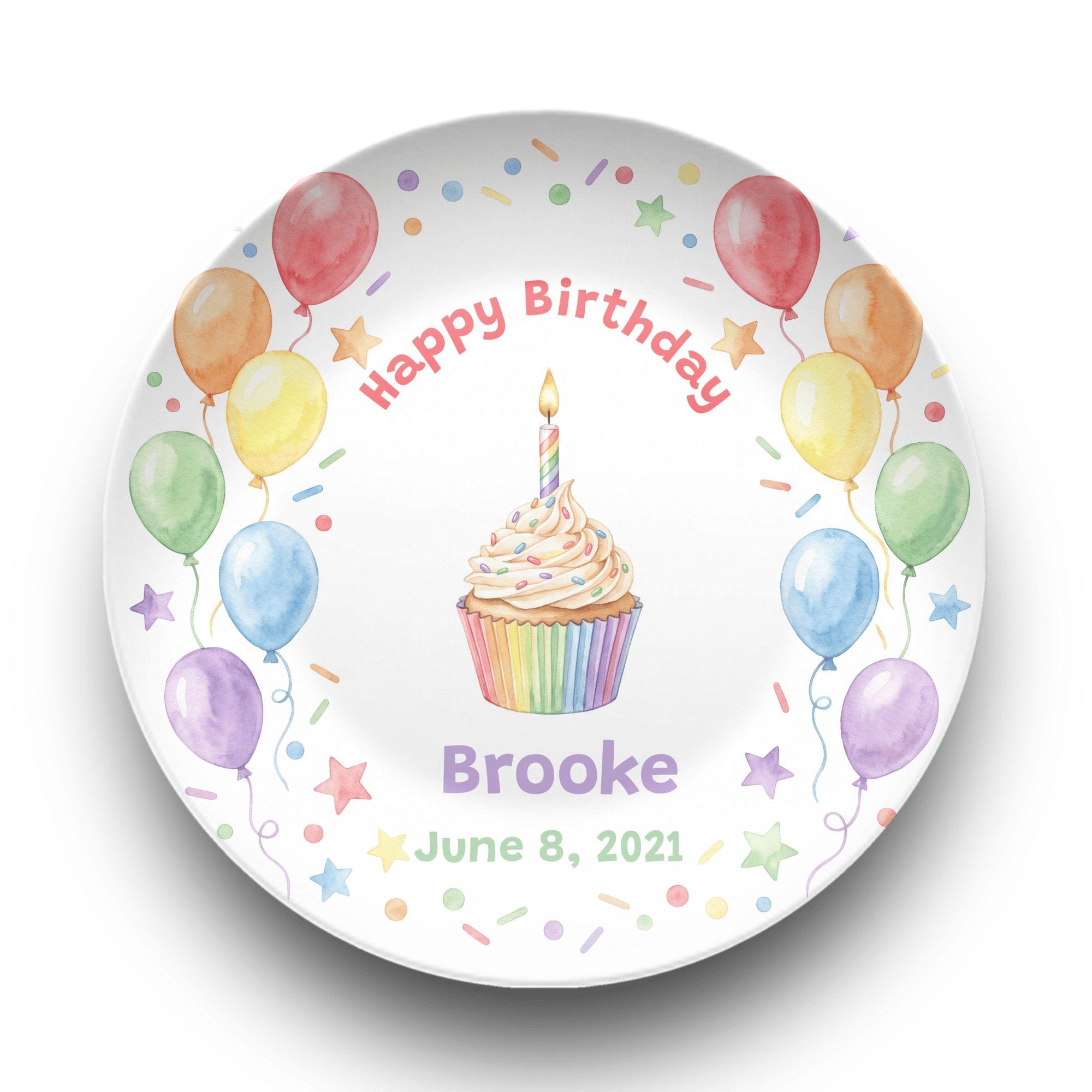 Personalized Happy Birthday Rainbow Plate Plate by Lil Plate Shop