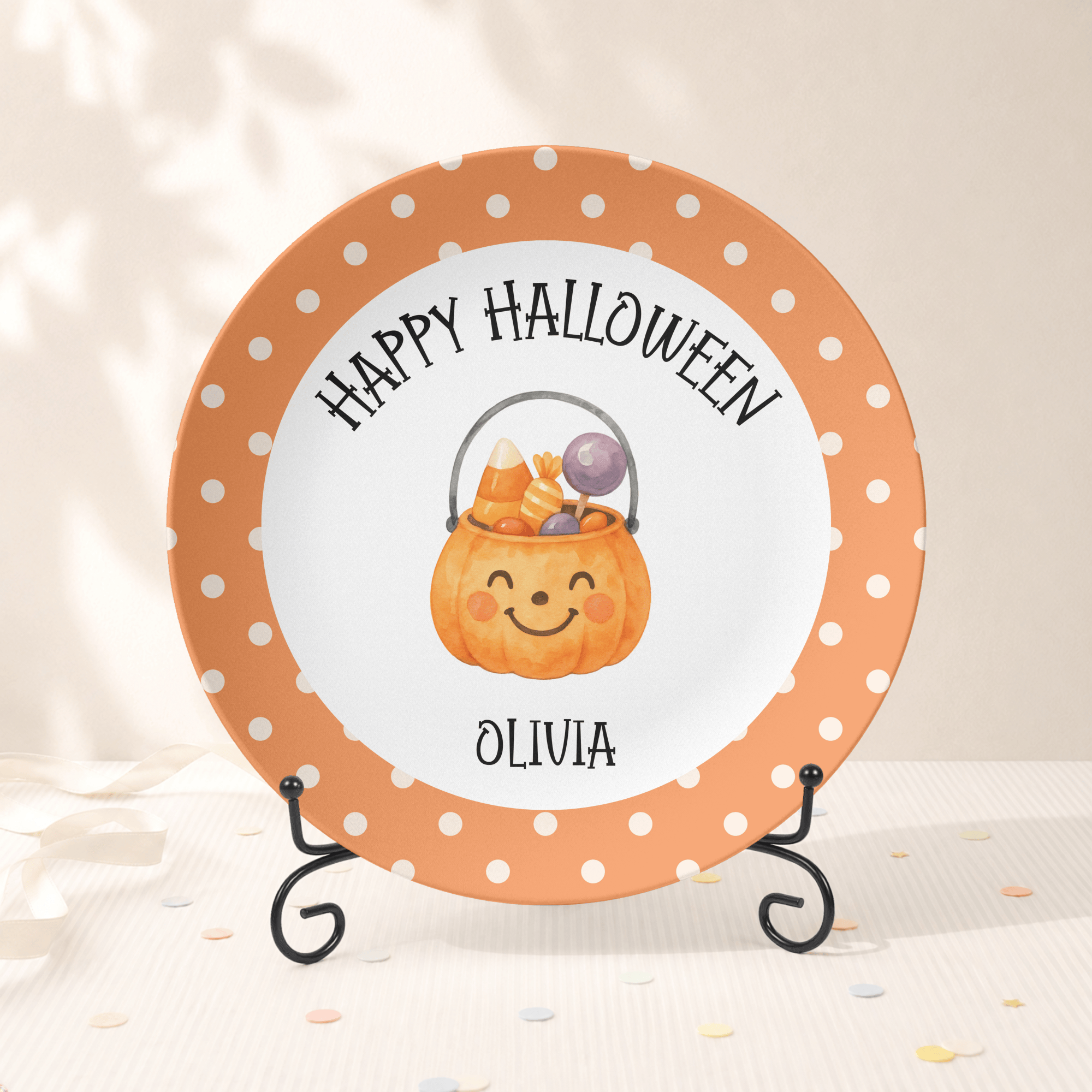 Personalized Happy Halloween Plate Plate With Stand by Lil Plate Shop
