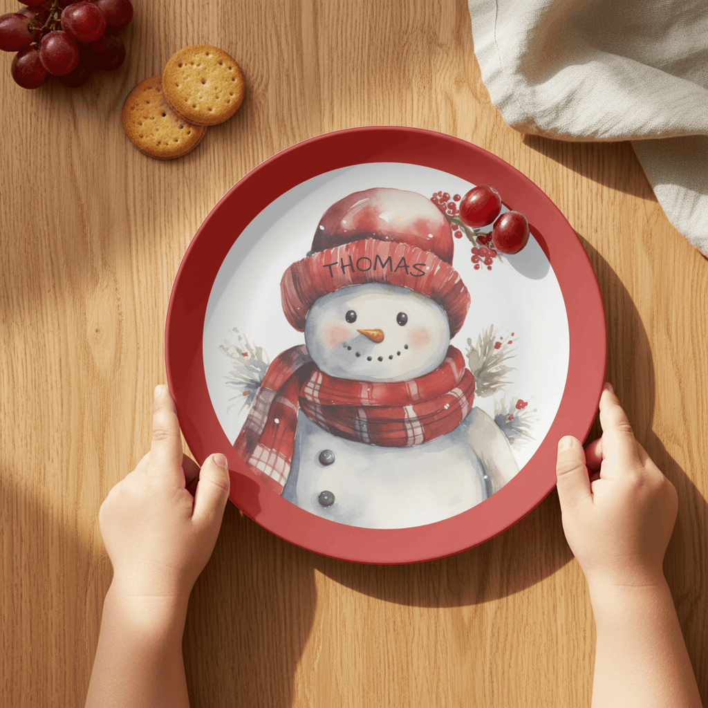 Personalized Jolly Snowman Plate by Lil Plate Shop
