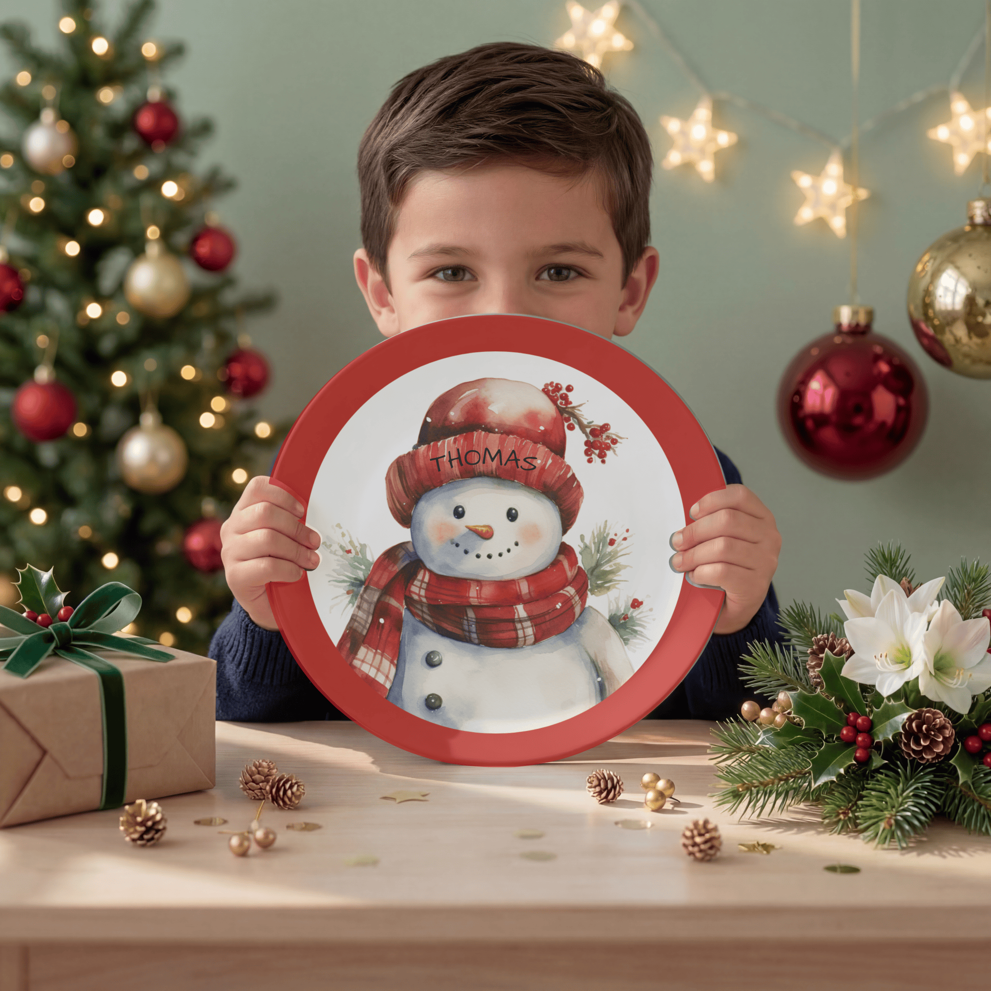 Personalized Jolly Snowman Plate by Lil Plate Shop