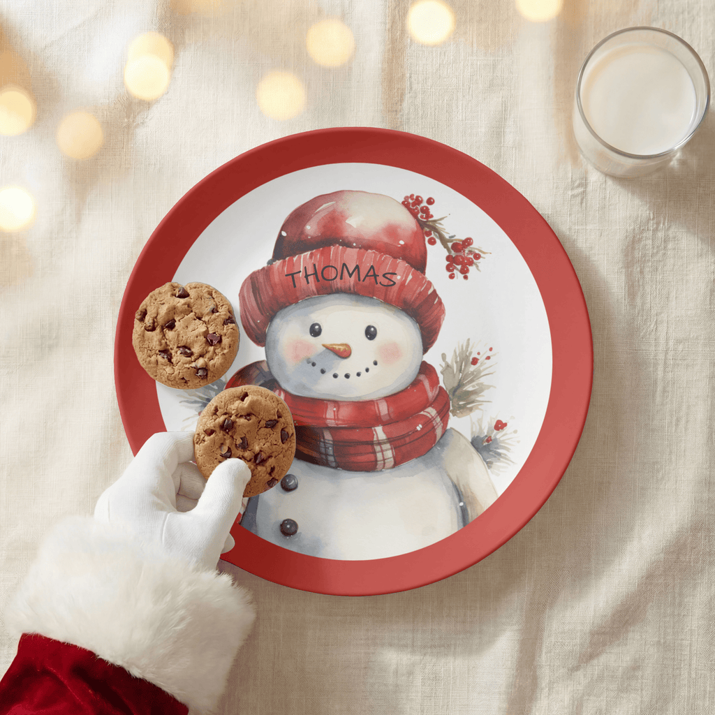 Personalized Jolly Snowman Plate by Lil Plate Shop