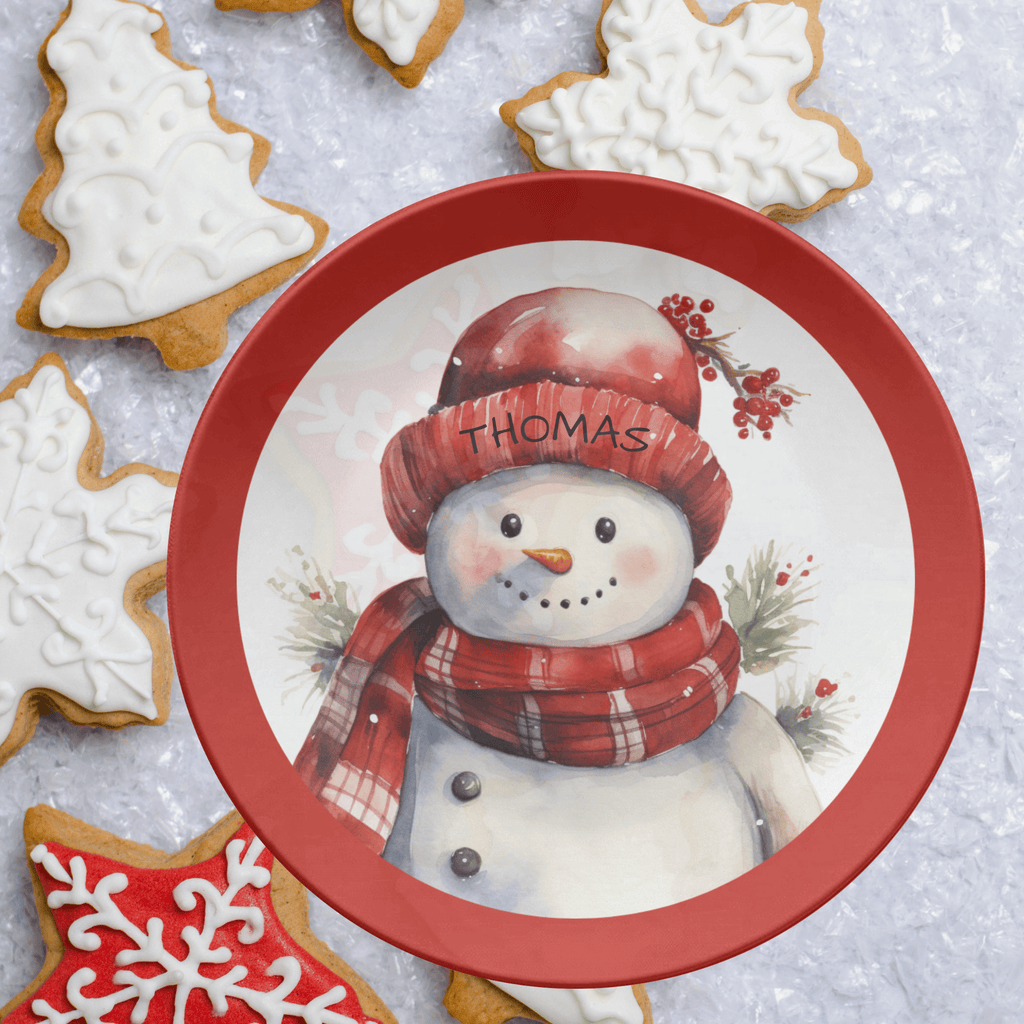 Personalized Jolly Snowman Plate by Lil Plate Shop