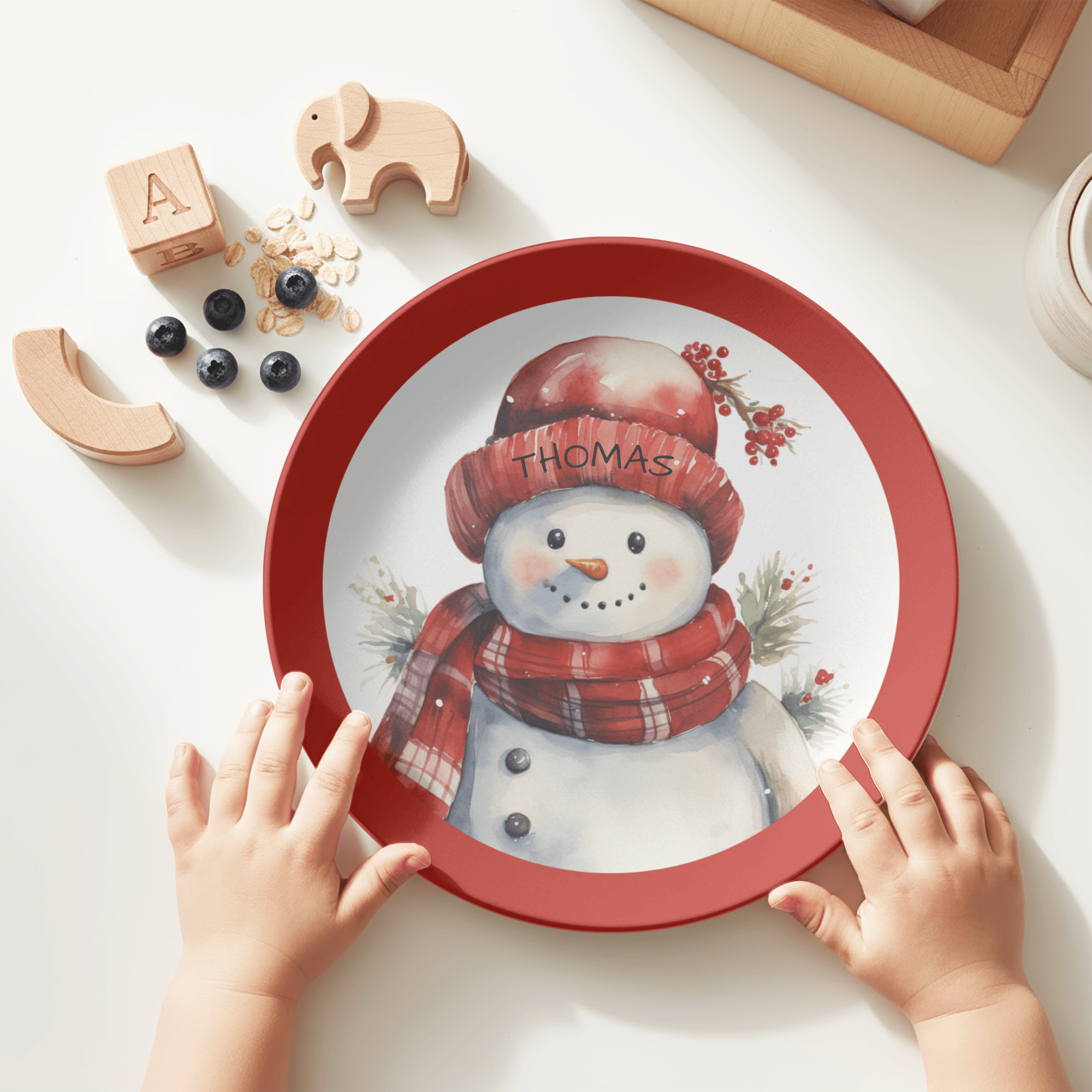 Personalized Jolly Snowman Plate by Lil Plate Shop