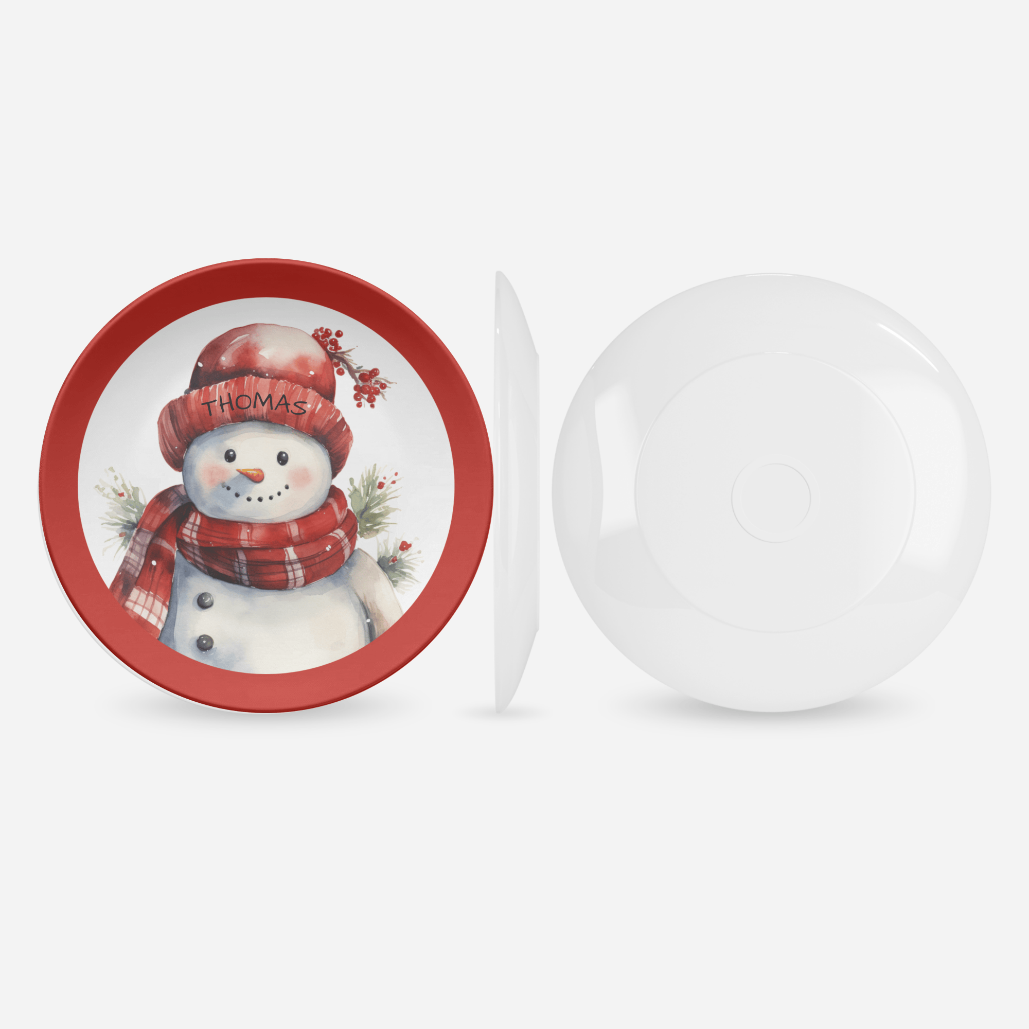 Personalized Jolly Snowman Plate by Lil Plate Shop
