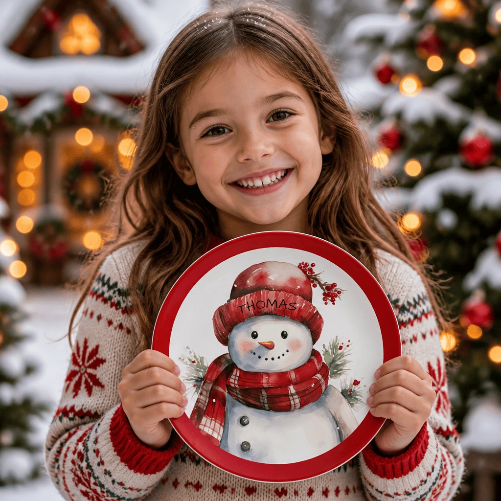 Personalized Jolly Snowman Plate by Lil Plate Shop