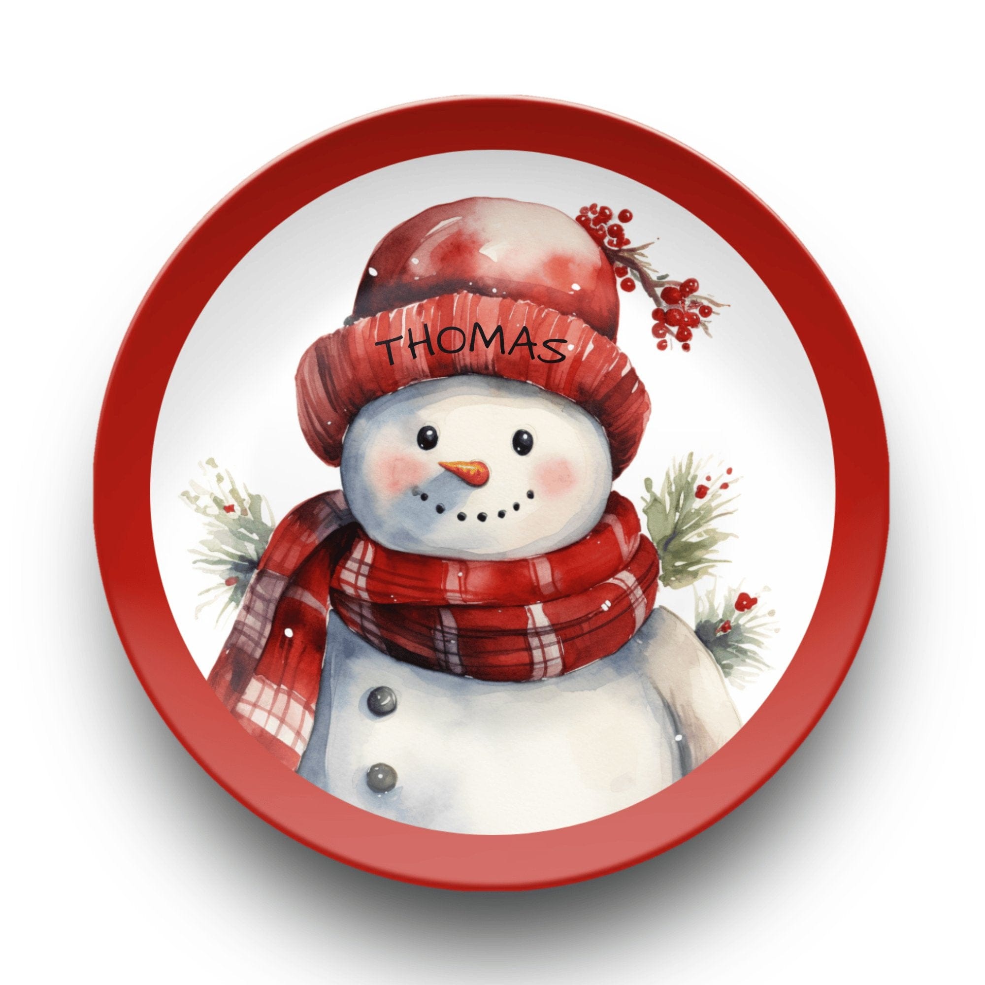 Personalized Jolly Snowman Plate by Lil Plate Shop