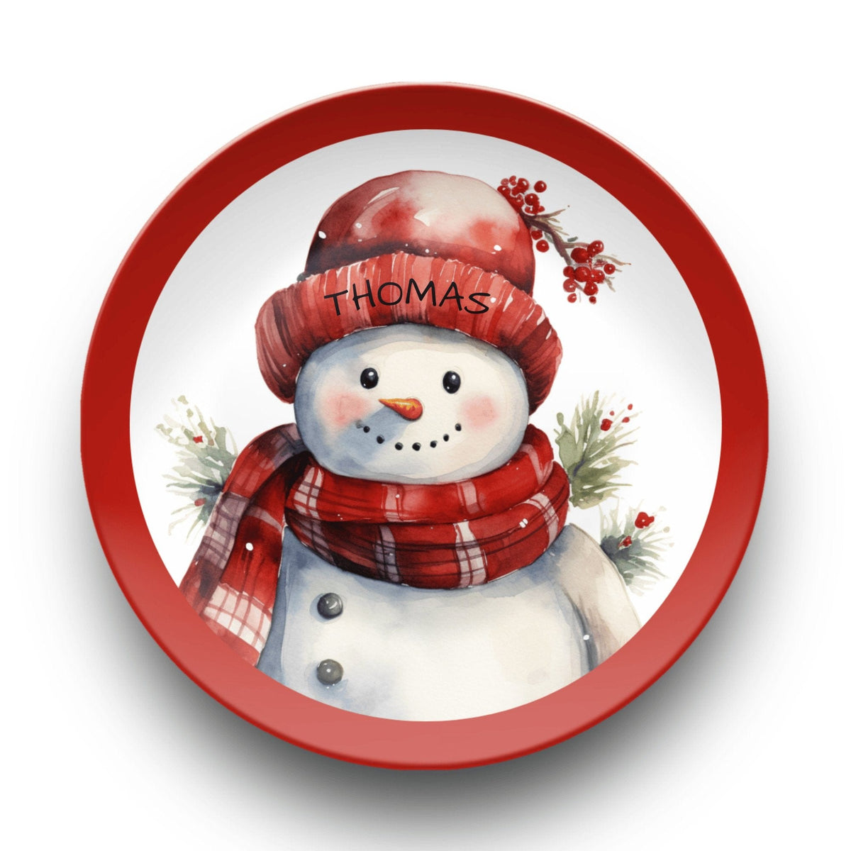Personalized Jolly Snowman Plate by Lil Plate Shop