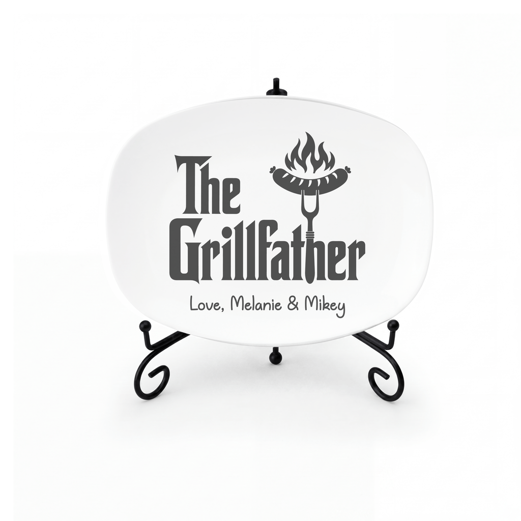 Personalized Large Script Name Platter Platter + Stand + Gift Box by Lil Plate Shop