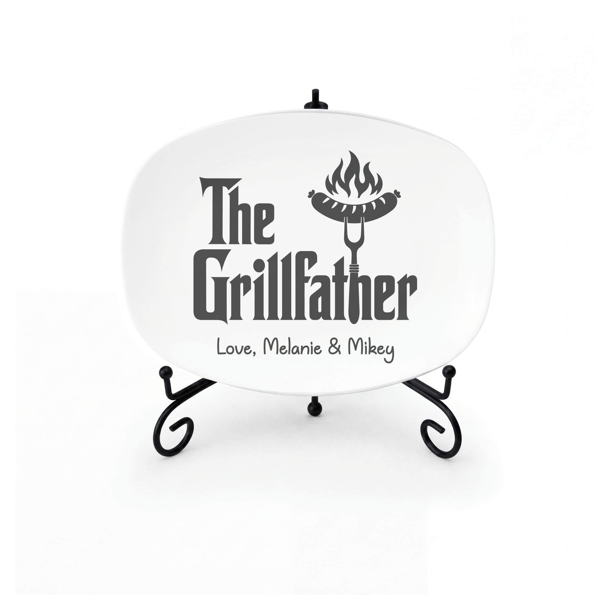 Personalized Large Script Name Platter Platter + Stand + Gift Box by Lil Plate Shop