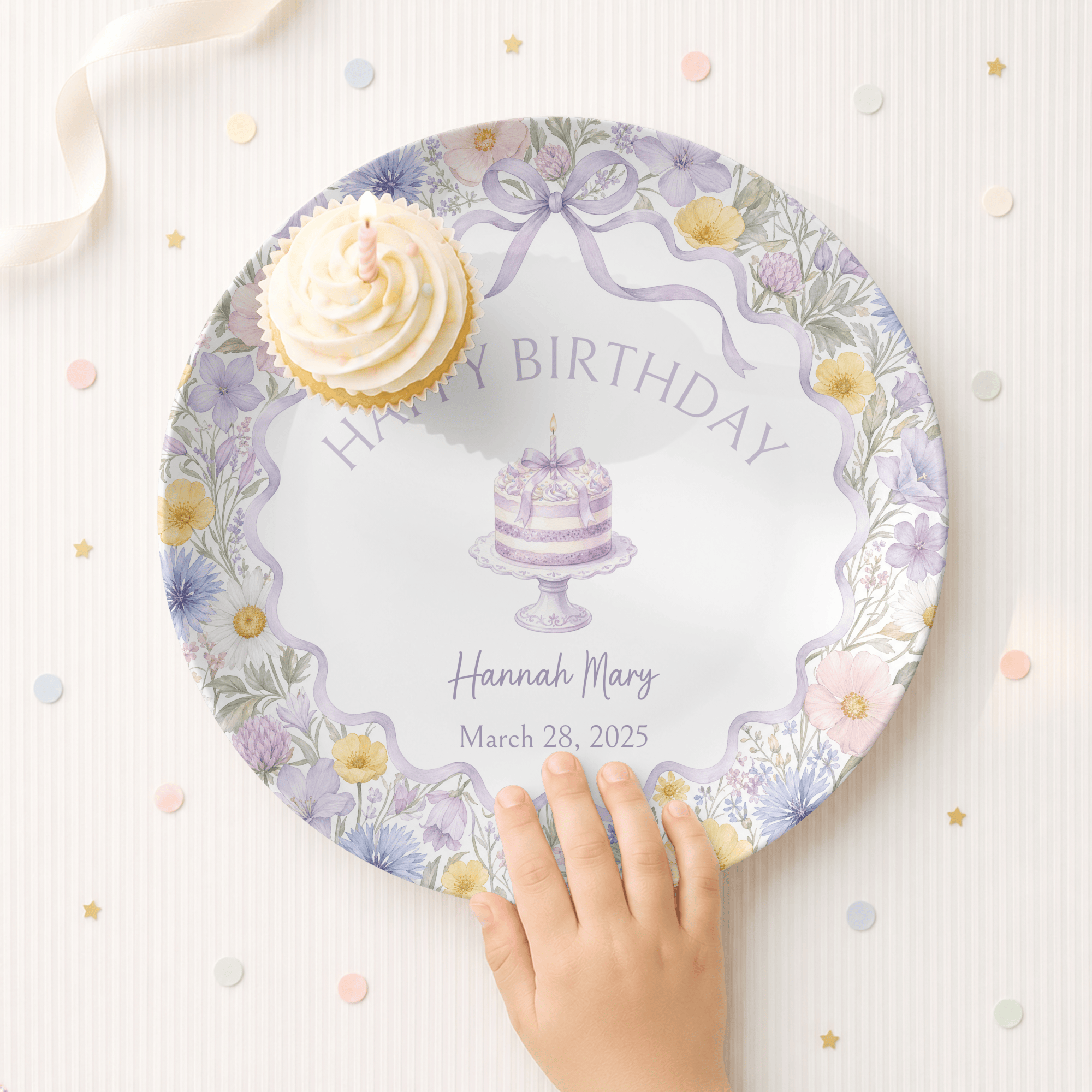 Personalized Lavender Wildflower Birthday Plate by Lil Plate Shop