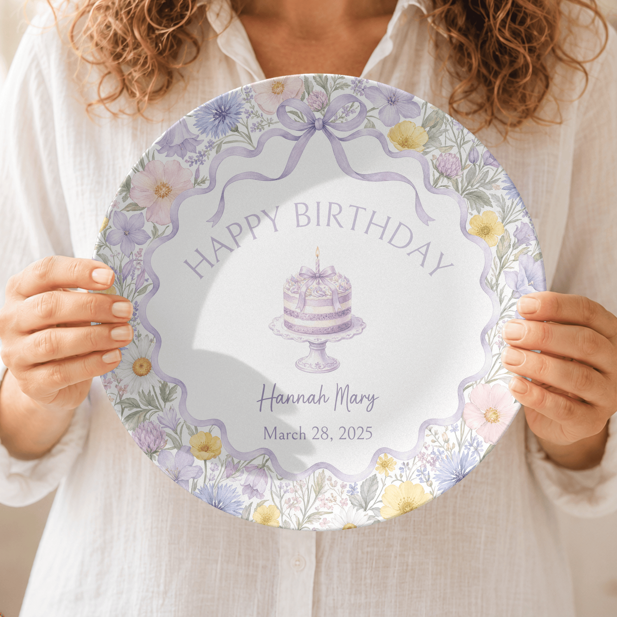 Personalized Lavender Wildflower Birthday Plate by Lil Plate Shop