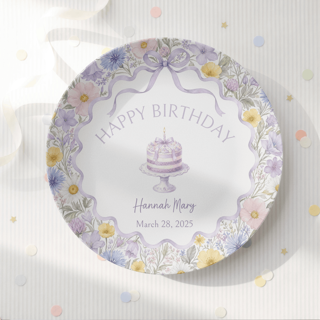Personalized Lavender Wildflower Birthday Plate by Lil Plate Shop