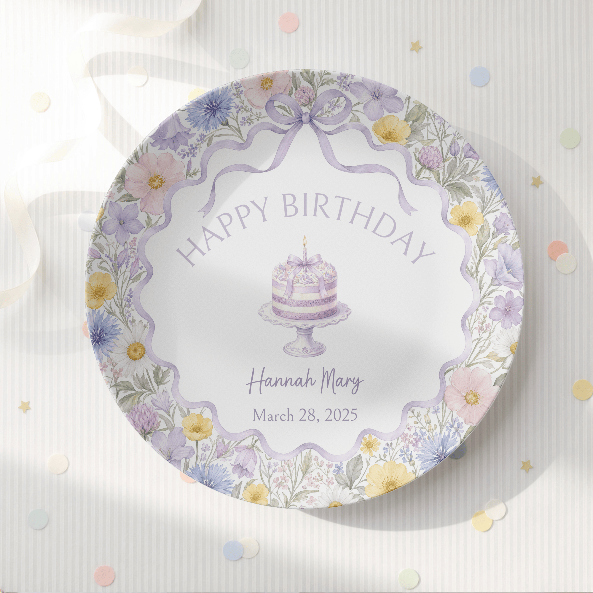 Personalized Lavender Wildflower Birthday Plate by Lil Plate Shop
