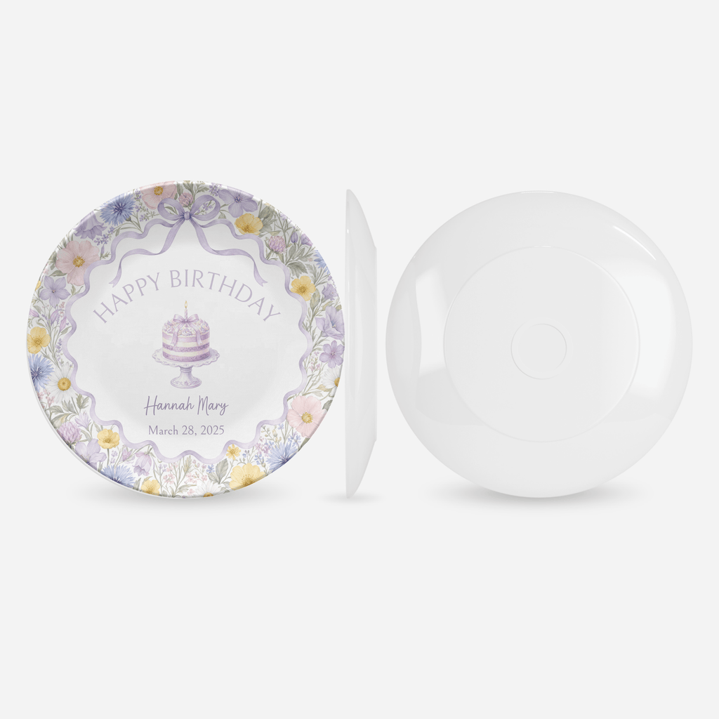 Personalized Lavender Wildflower Birthday Plate by Lil Plate Shop