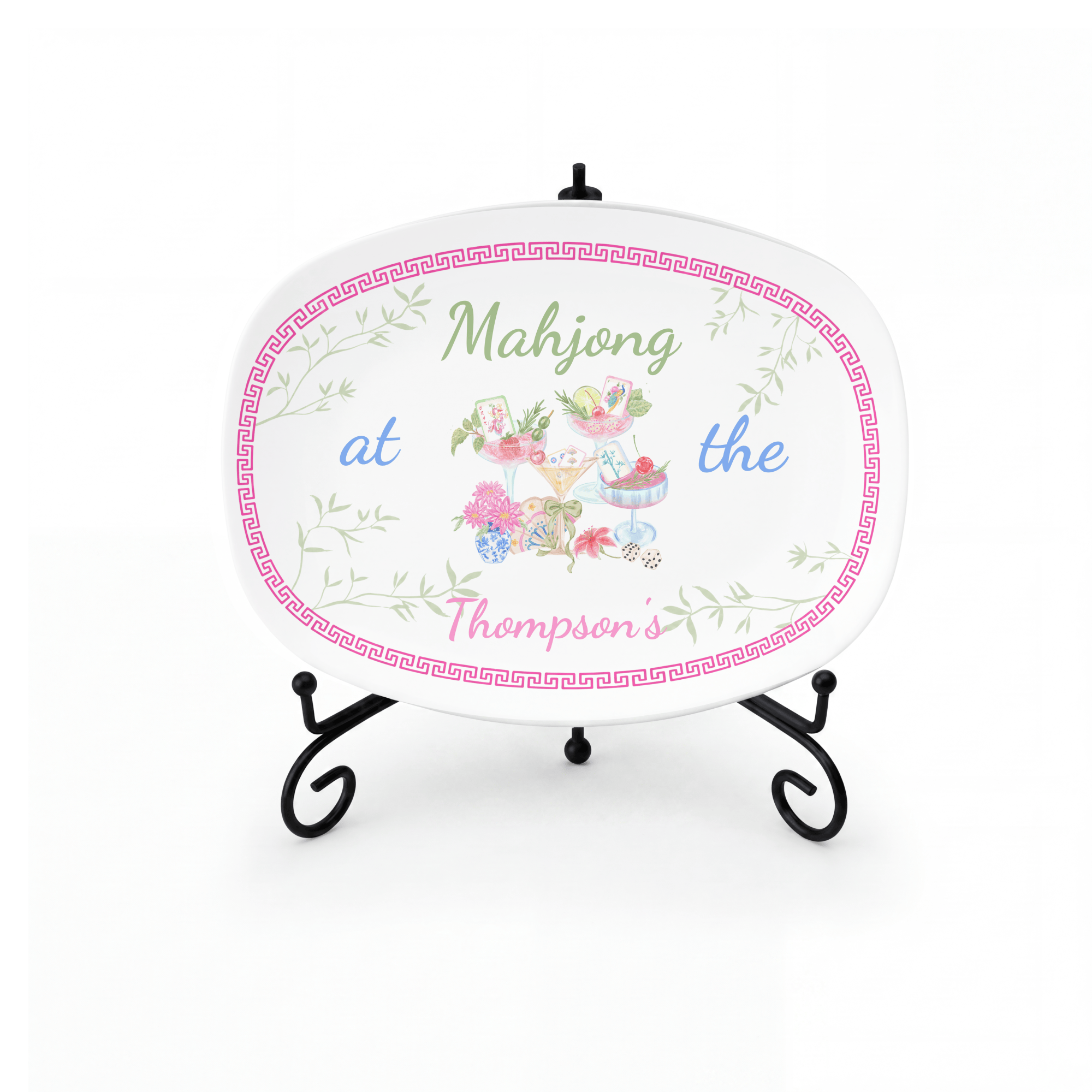 Personalized Mahjong Family Game Platter by Lil Plate Shop