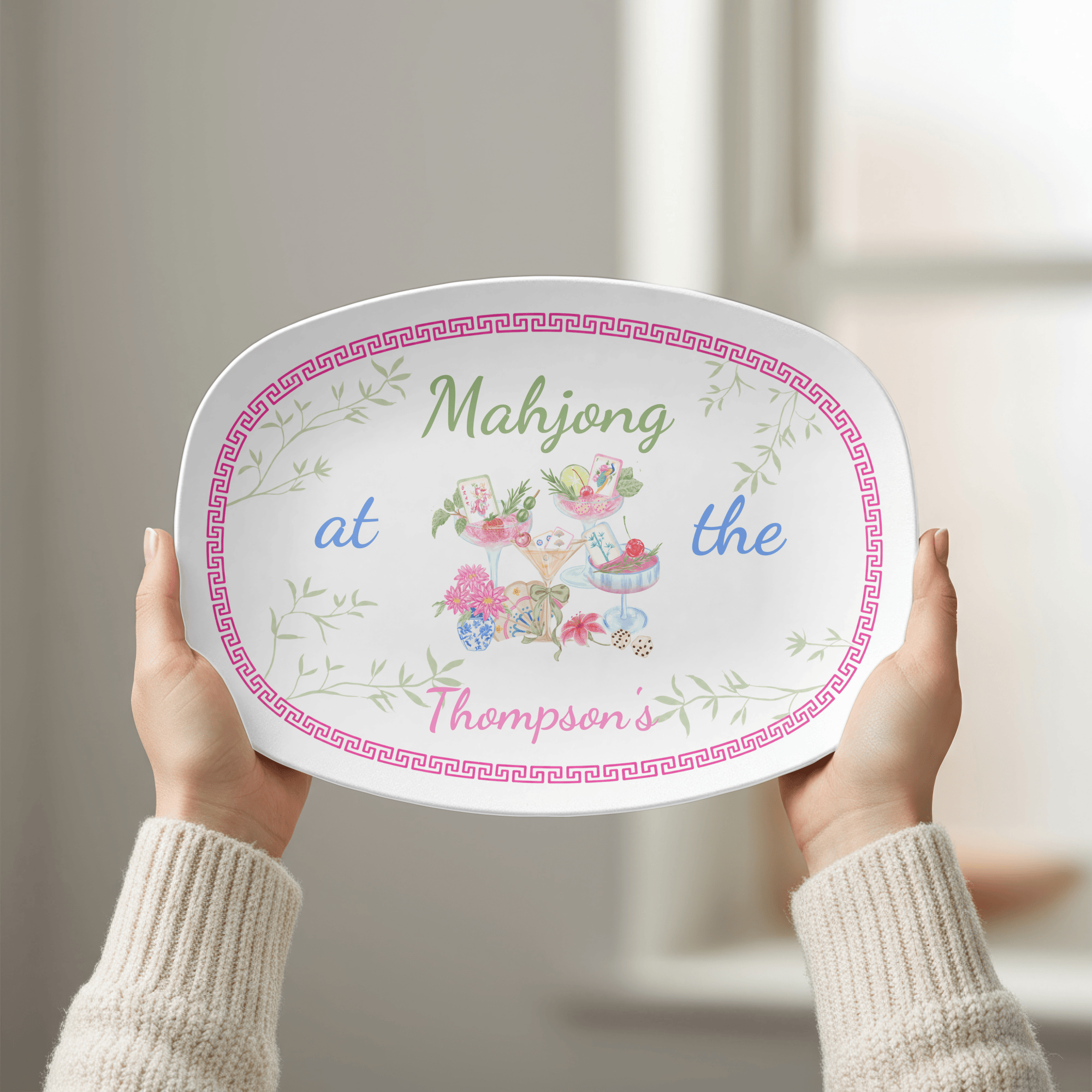 Personalized Mahjong Family Game Platter by Lil Plate Shop