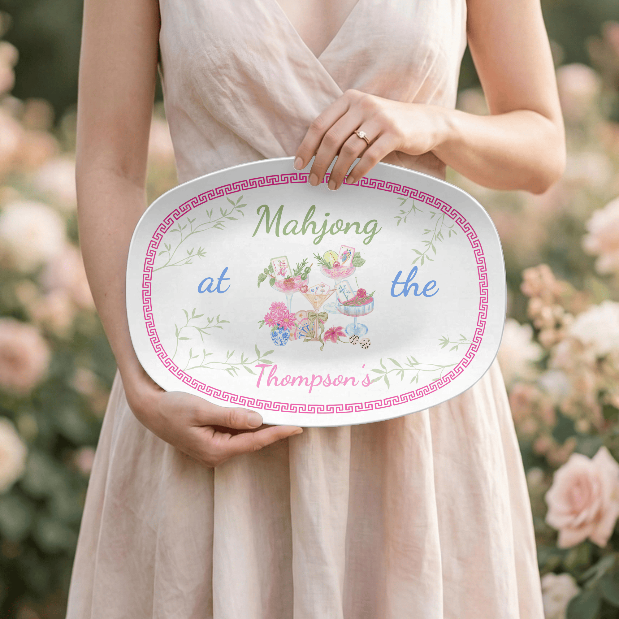 Personalized Mahjong Family Game Platter by Lil Plate Shop