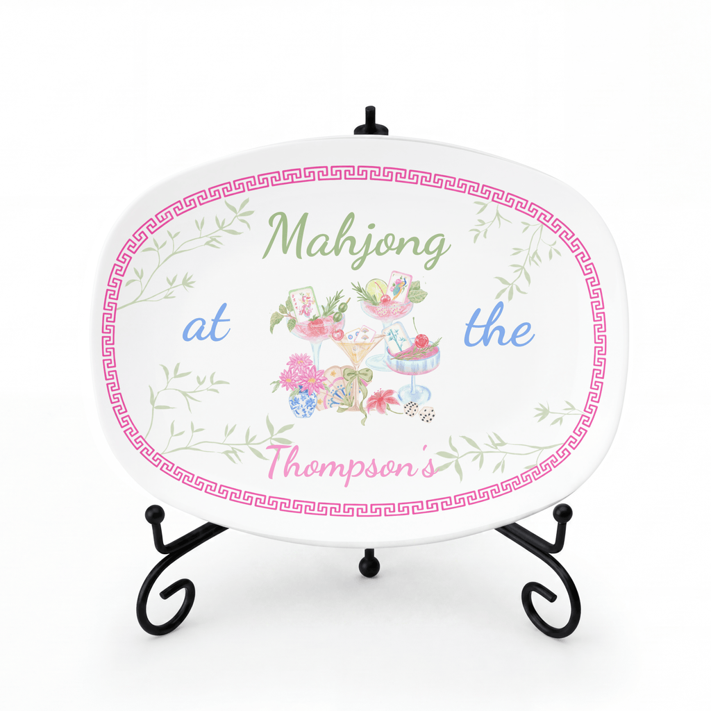 Personalized Mahjong Family Game Platter Platter + Stand + Gift Box by Lil Plate Shop