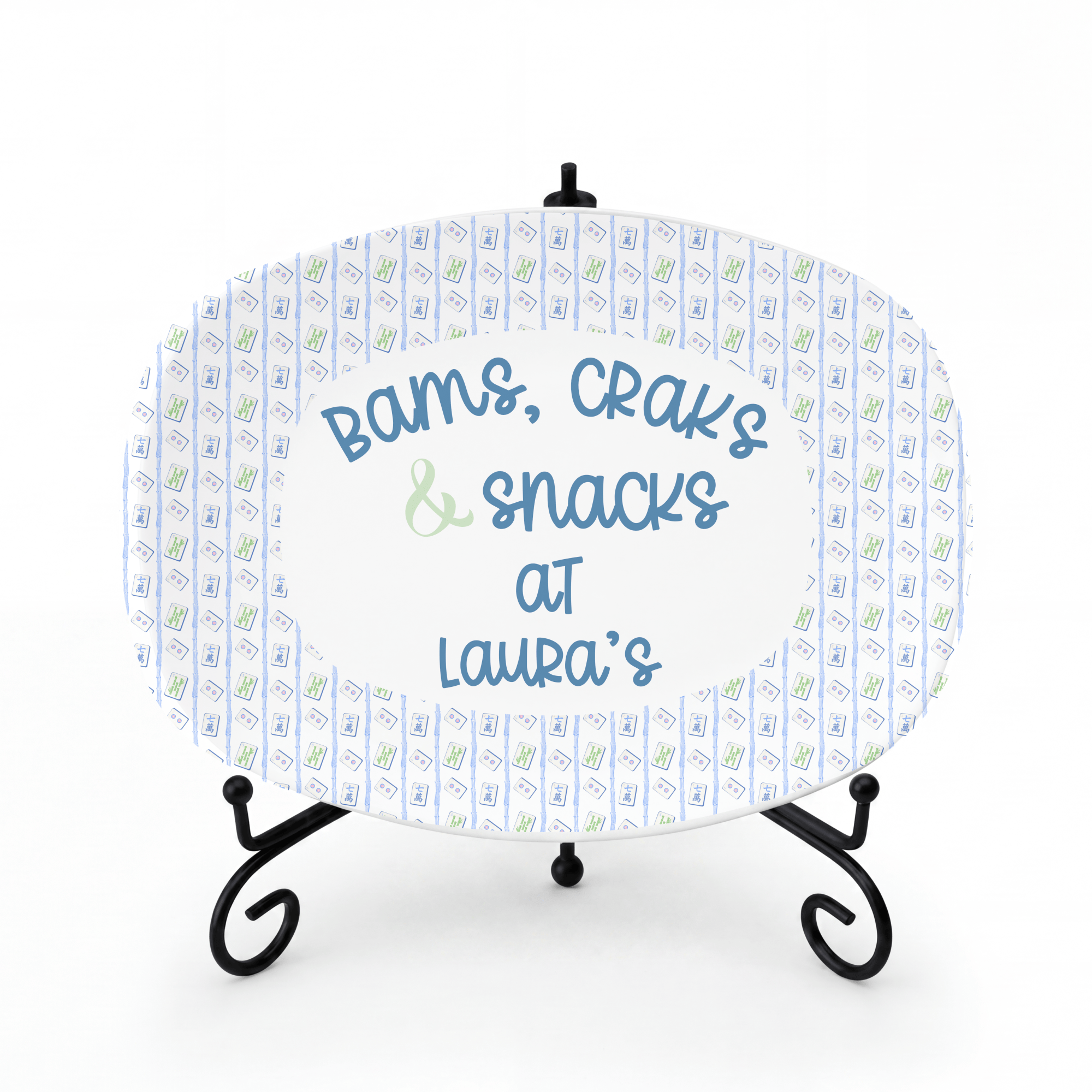 Personalized Mahjong Snack Platter Platter + Stand + Gift Box by Lil Plate Shop