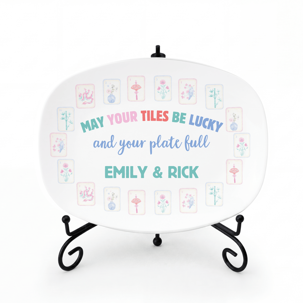 Personalized May Your Tiles Platter Platter + Stand + Gift Box by Lil Plate Shop