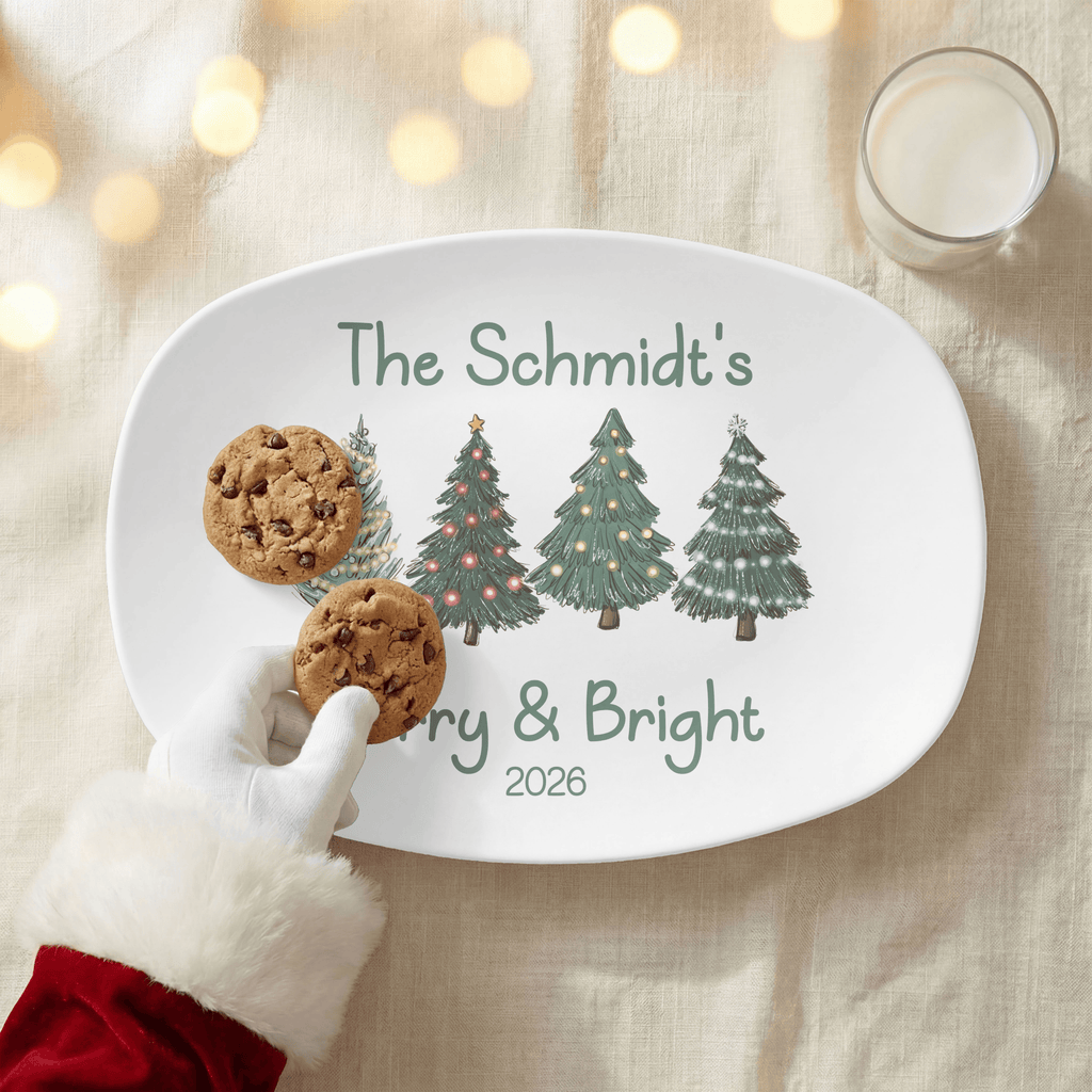 Personalized Merry and Bright Christmas Platter by Lil Plate Shop