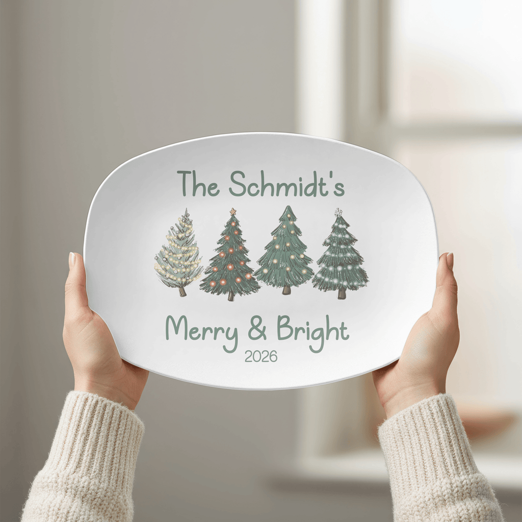 Personalized Merry and Bright Christmas Platter by Lil Plate Shop
