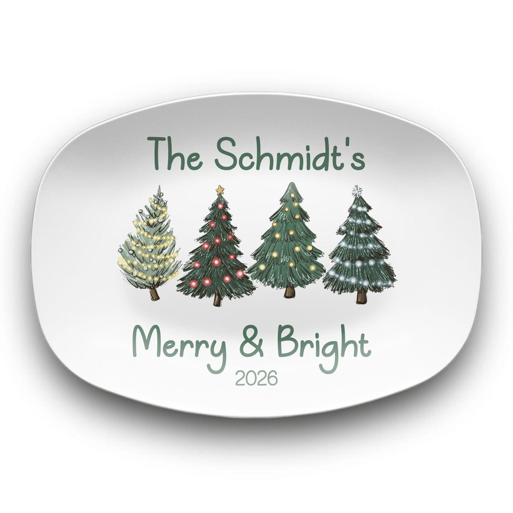 Personalized Merry and Bright Christmas Platter by Lil Plate Shop