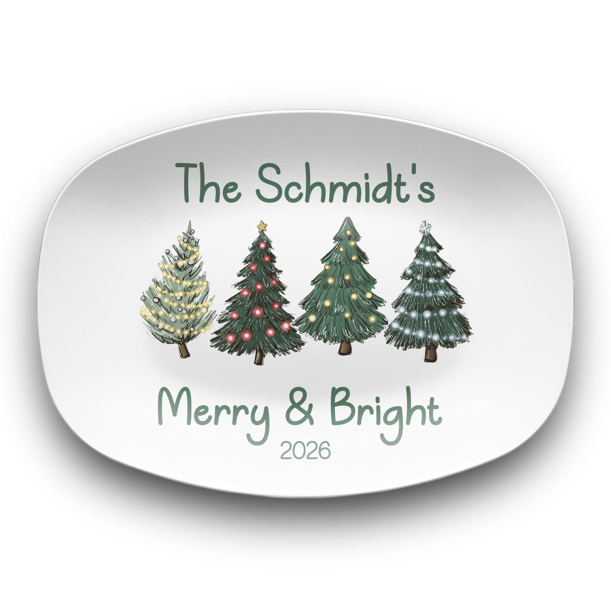 Personalized Merry and Bright Christmas Platter by Lil Plate Shop