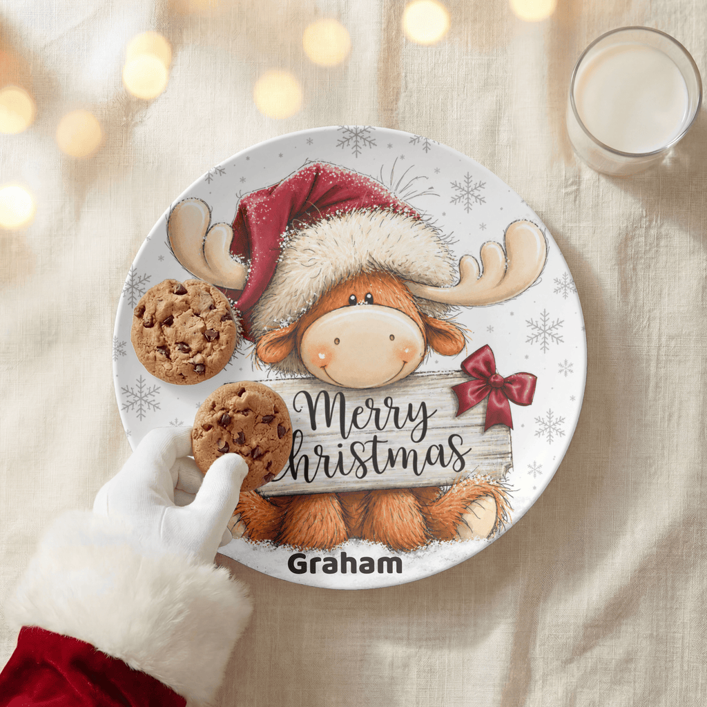 Personalized Merry Christmas Moose Plate by Lil Plate Shop