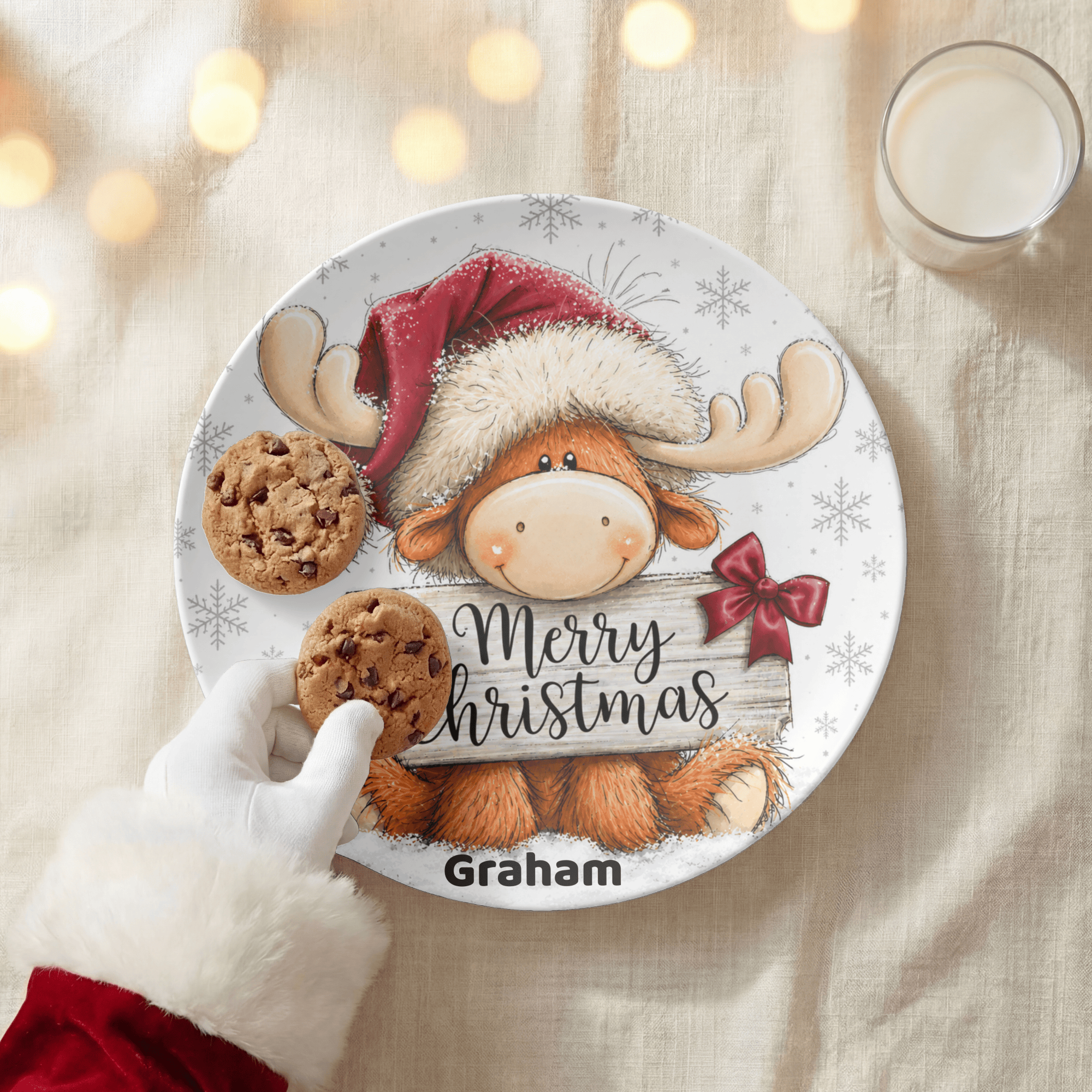 Personalized Merry Christmas Moose Plate by Lil Plate Shop