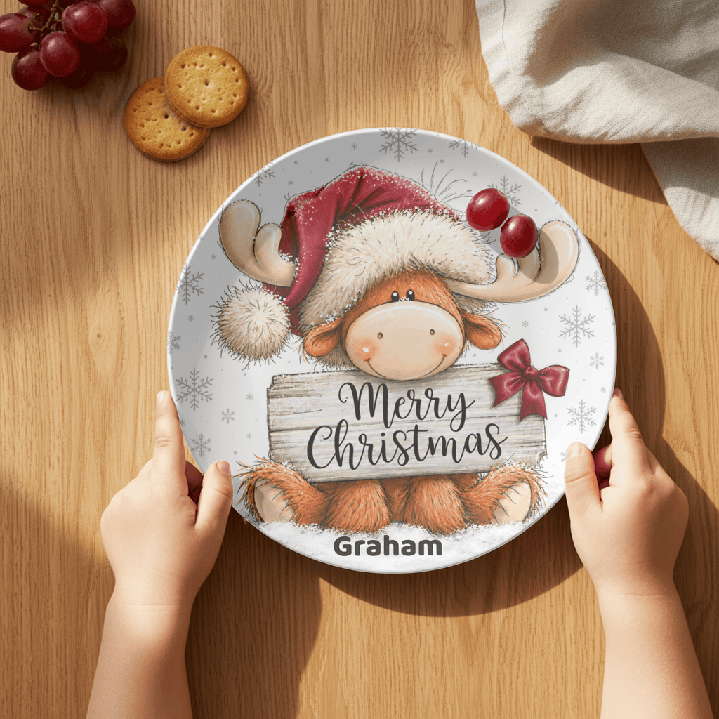 Personalized Merry Christmas Moose Plate by Lil Plate Shop