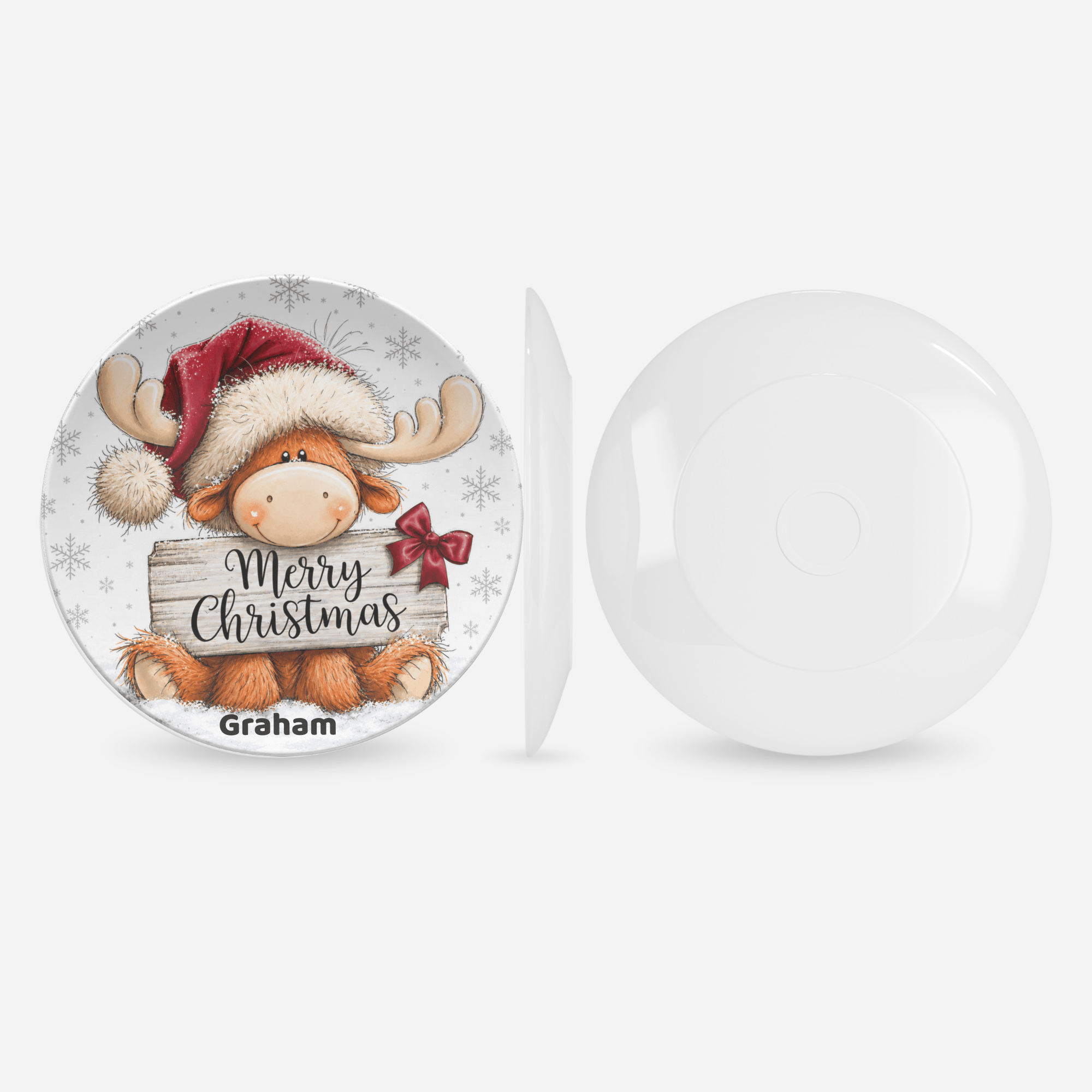 Personalized Merry Christmas Moose Plate by Lil Plate Shop