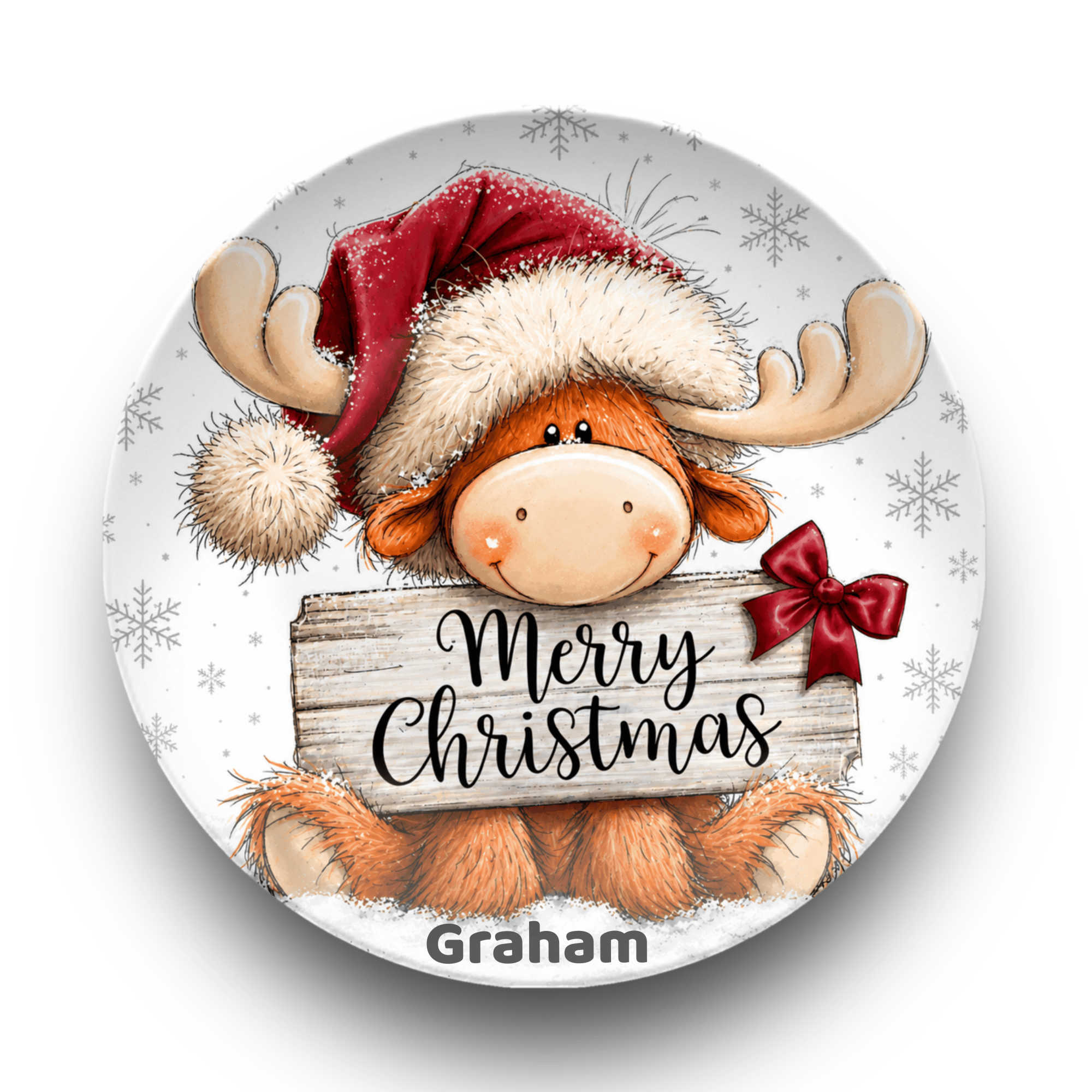 Personalized Merry Christmas Moose Plate Plate by Lil Plate Shop