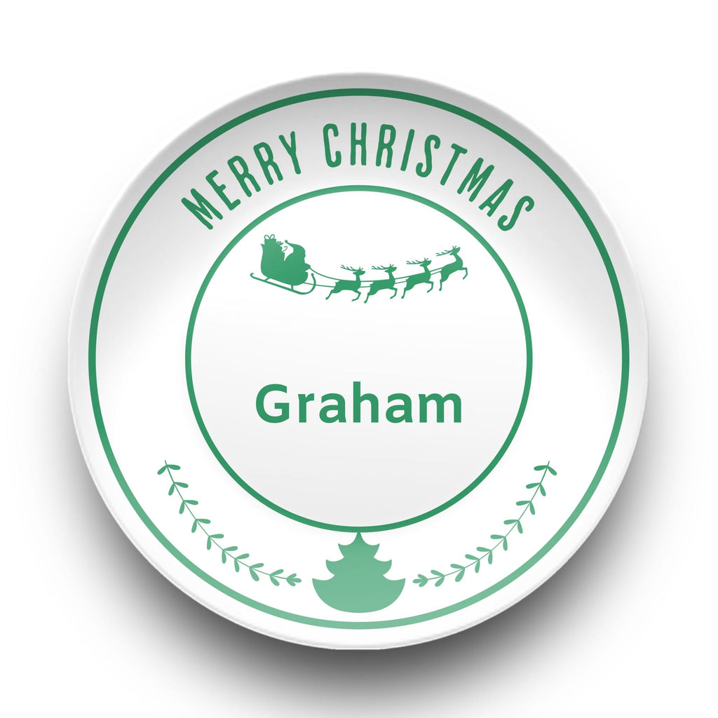 Personalized Merry Christmas Plate Green by Lil Plate Shop