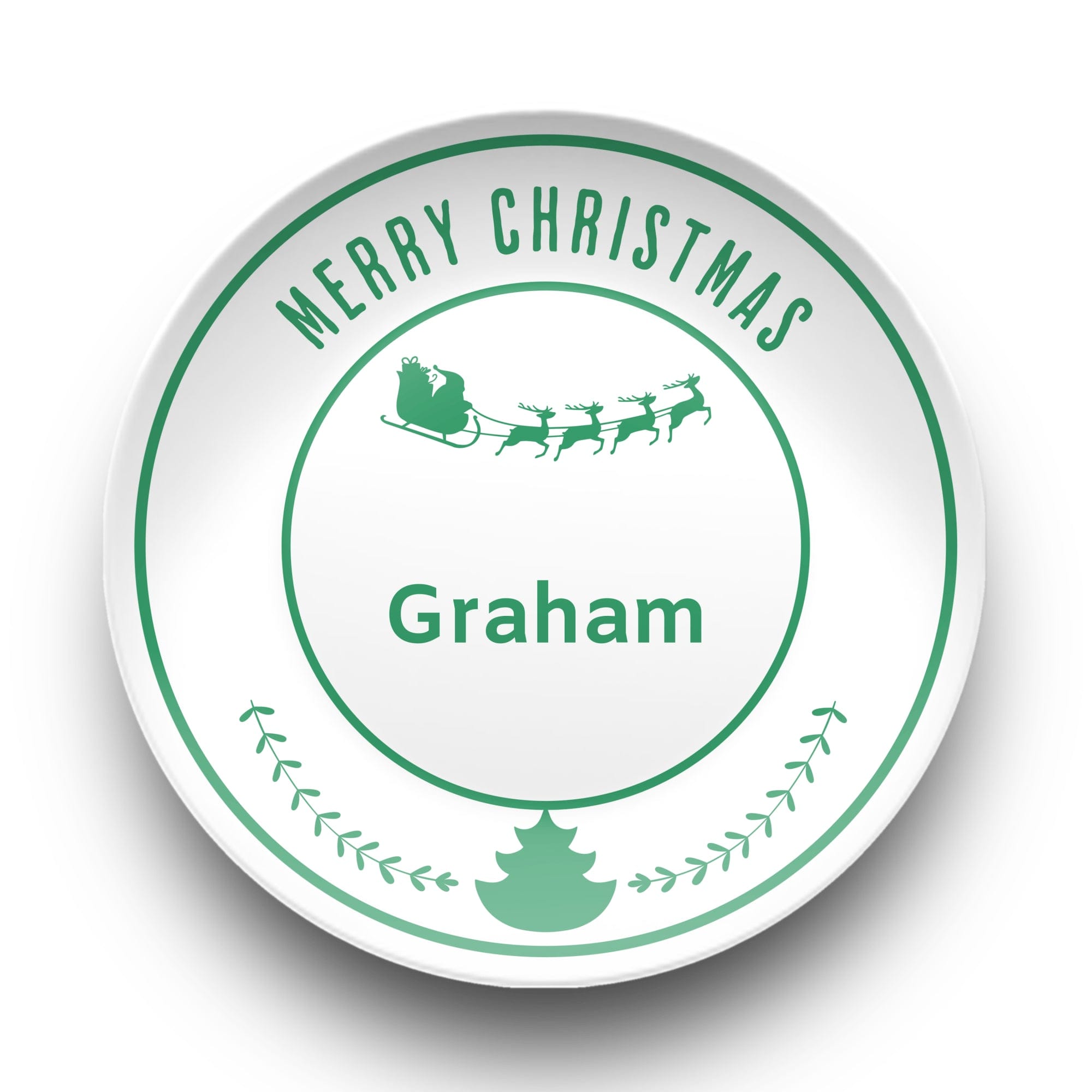 Personalized Merry Christmas Plate Green by Lil Plate Shop