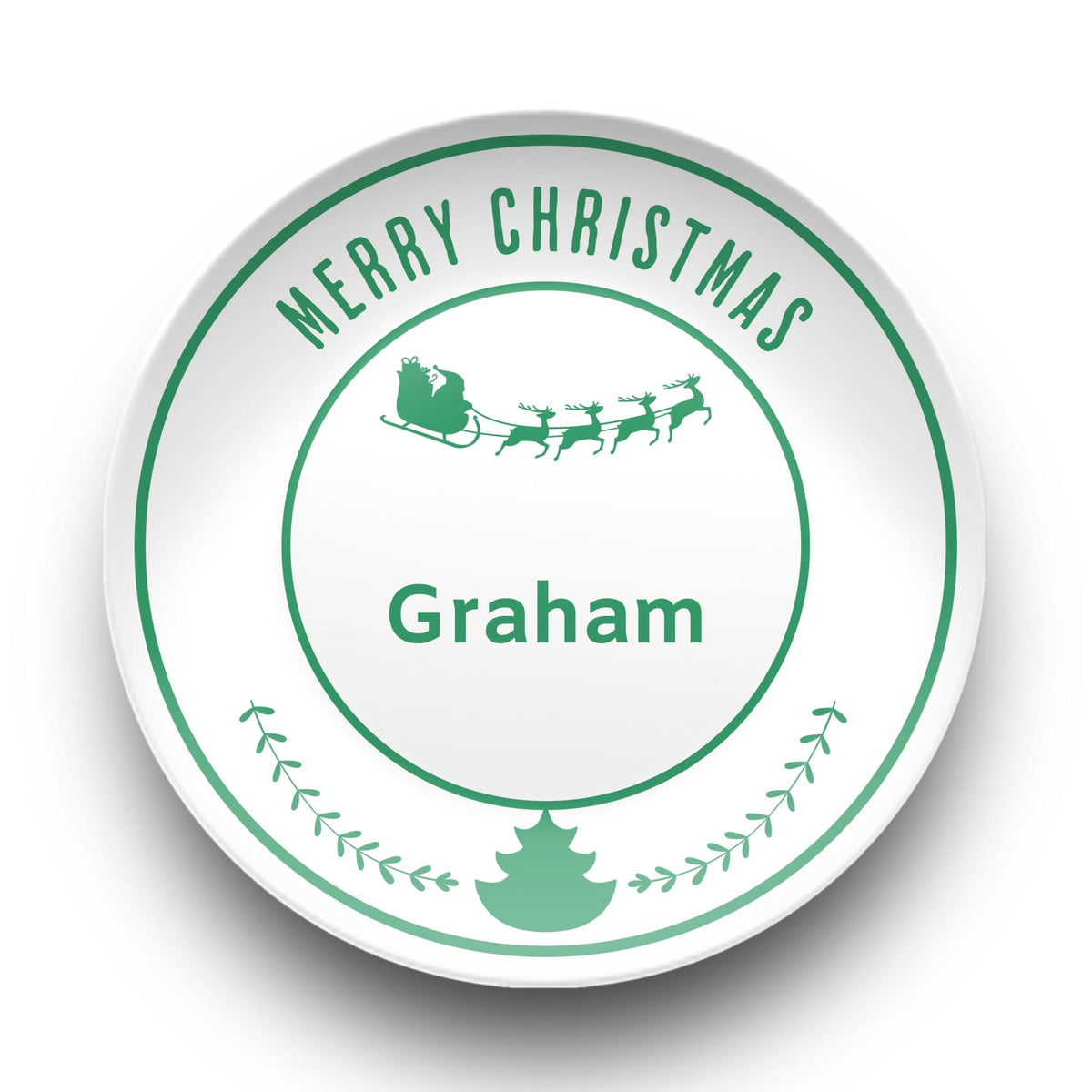 Personalized Merry Christmas Plate Green by Lil Plate Shop