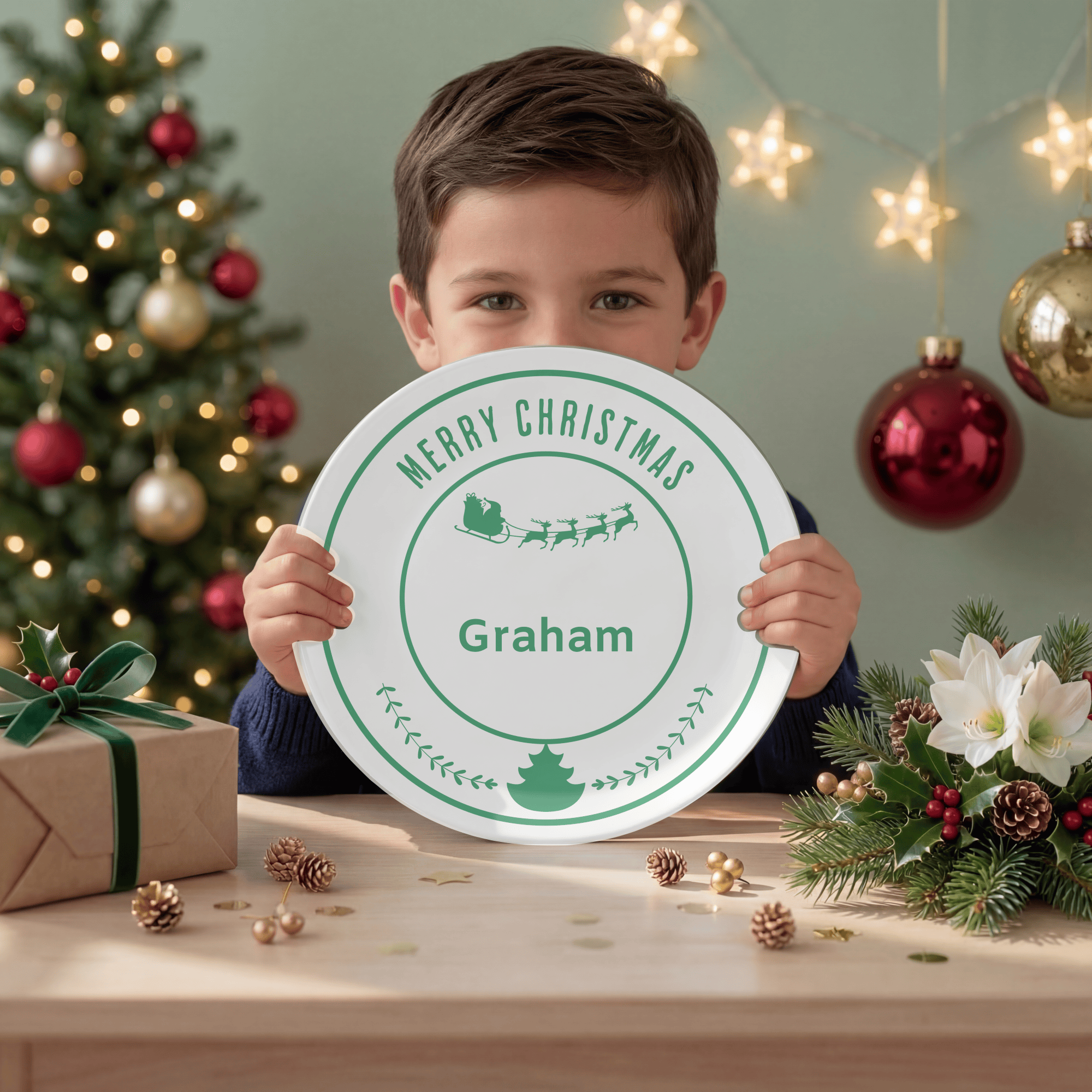Personalized Merry Christmas Plate by Lil Plate Shop
