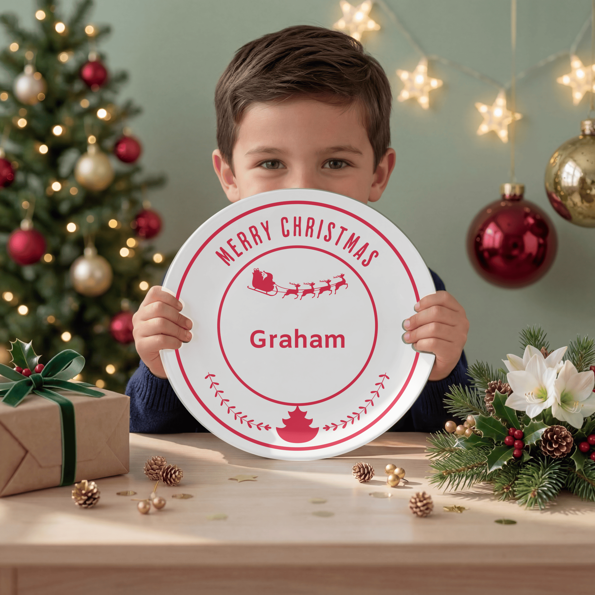 Personalized Merry Christmas Plate by Lil Plate Shop