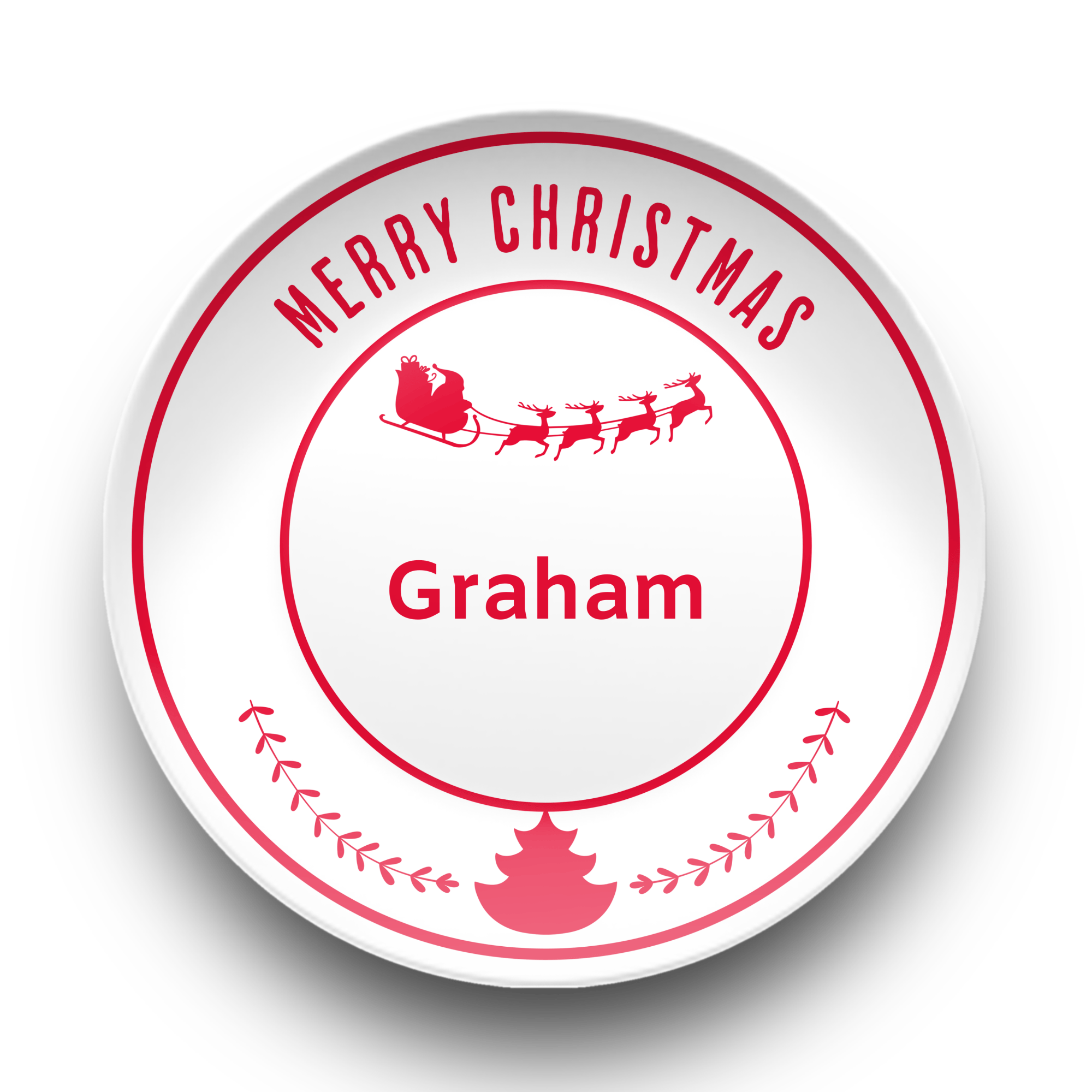 Personalized Merry Christmas Plate Red by Lil Plate Shop