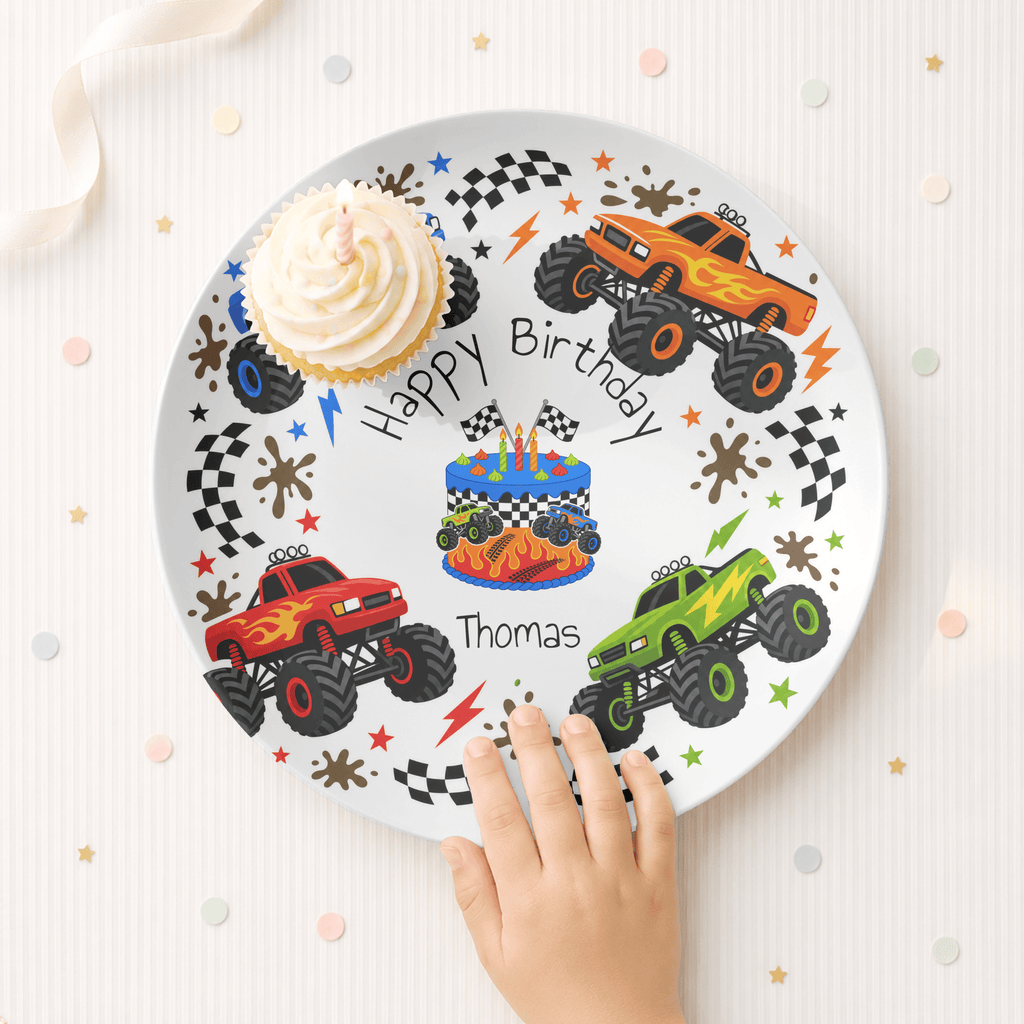 Personalized Monster Truck Birthday Plate by Lil Plate Shop